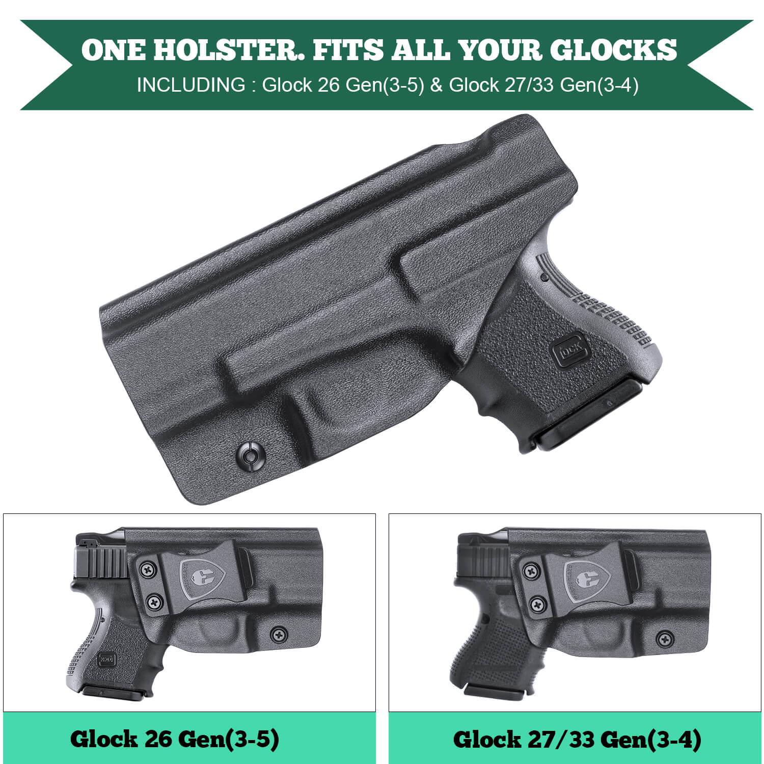 Glock 26 Gen 3-5/27/33 Gen 3-4 Kydex IWB Holster Right/ Left Handed | WARRIORLAND WARRIORLAND