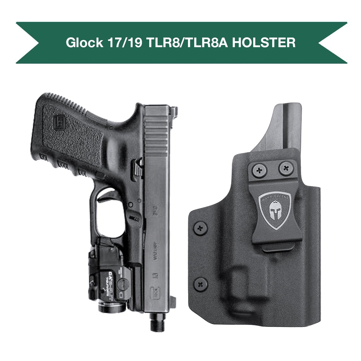 Glock 19 TLR8/TLR8A Holster IWB Kydex Holster Optic Cut Fit: Glock 17 19 19X 44 45 Gen 3-5 & Glock 23 32 Gen 3-4 TLR-8/TLR-8A, Inside Waistband Conceal Carry, Adj Retention, Right Hand | WARRIORLAND WARRIORLAND