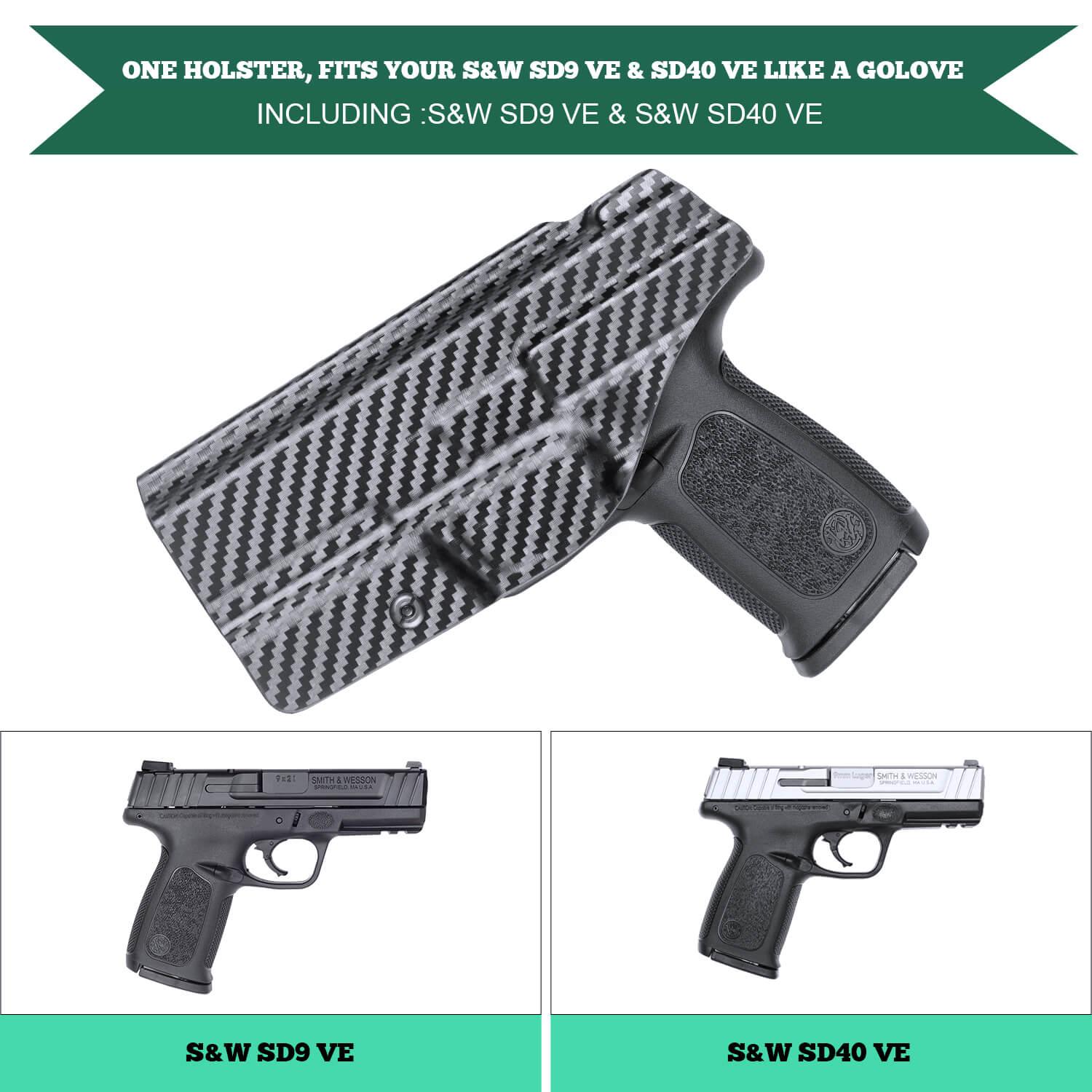 Carbon Fiber Kydex Smith & Wesson SD9 SD40 VE IWB Concealed Carry Holster | WARRIORLAND WARRIORLAND