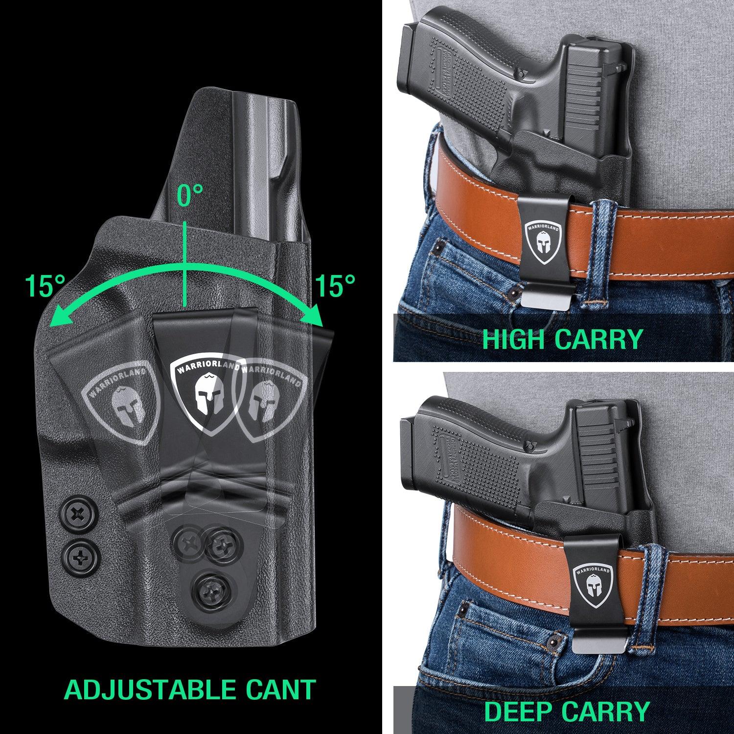 IWB Kydex Glock 43 43x Holster Adjustable Ride Height Metal Belt Clip | WARRIORLAND WARRIORLAND