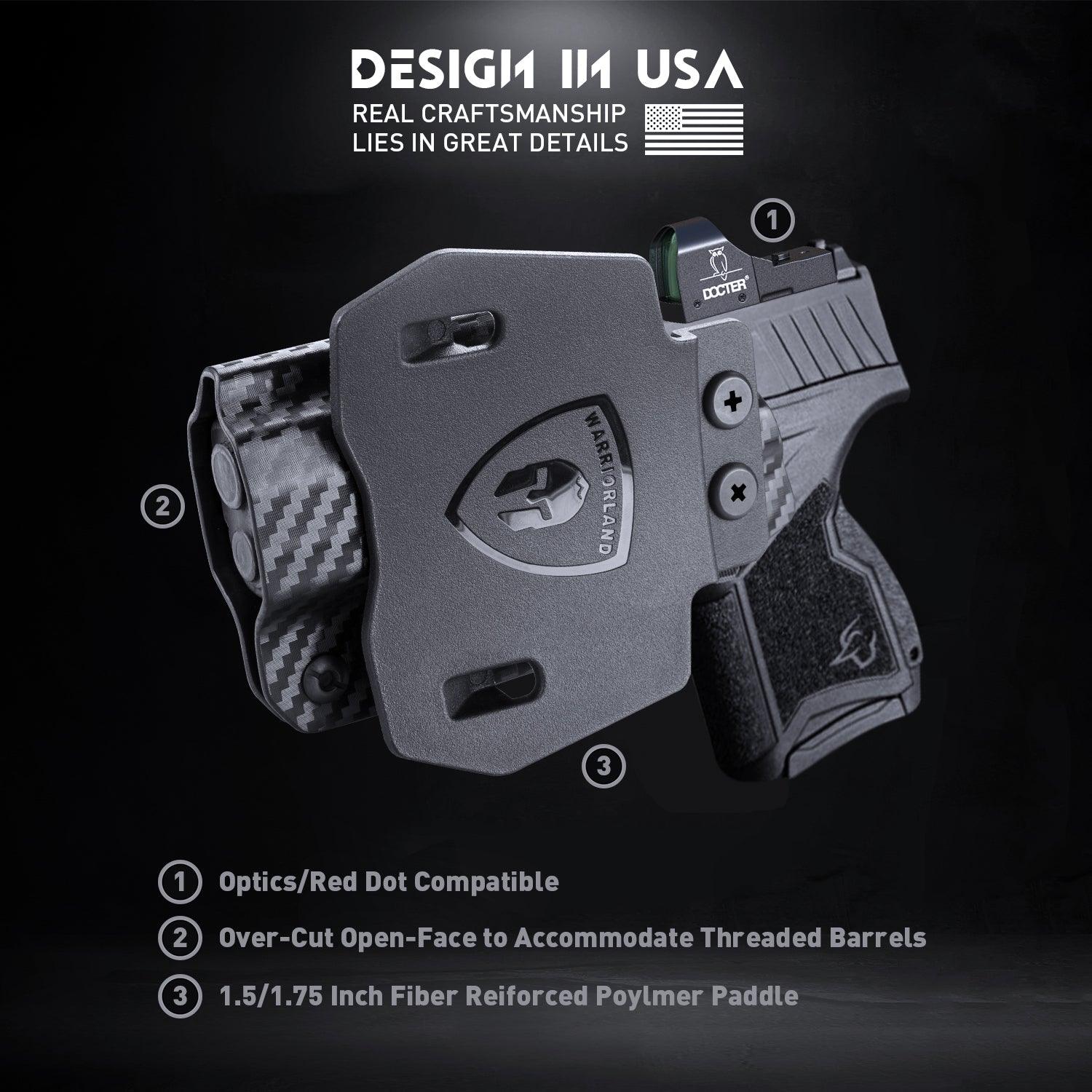 Taurus GX4 Carbon Fiber Kydex OWB Holster with Paddle Red Dot Sight Optics Cut Outside the Waistband | WARRIORLAND WARRIORLAND