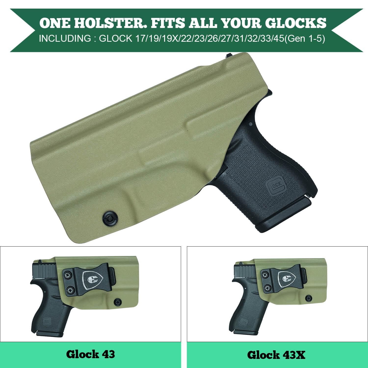 Kydex IWB Holster Glock 43 43X Army Green Concealed Carry Right/ Left Handed | WARRIORLAND WARRIORLAND