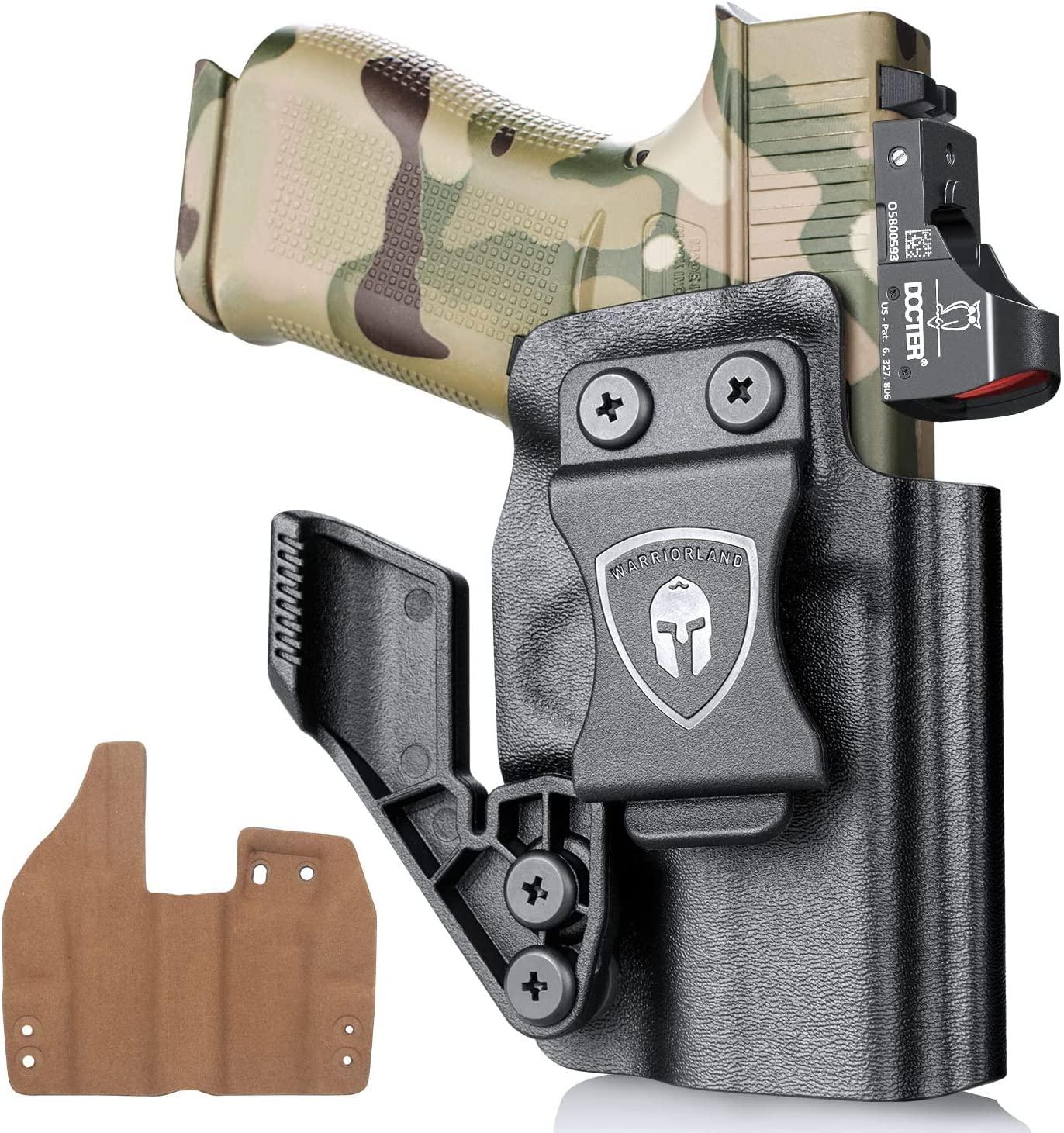 Glock 43 /43x Soft Lined Kydex Leather Inside Hybrid IWB with red dot sight optic cut and claw for fat guys WARRIORLAND