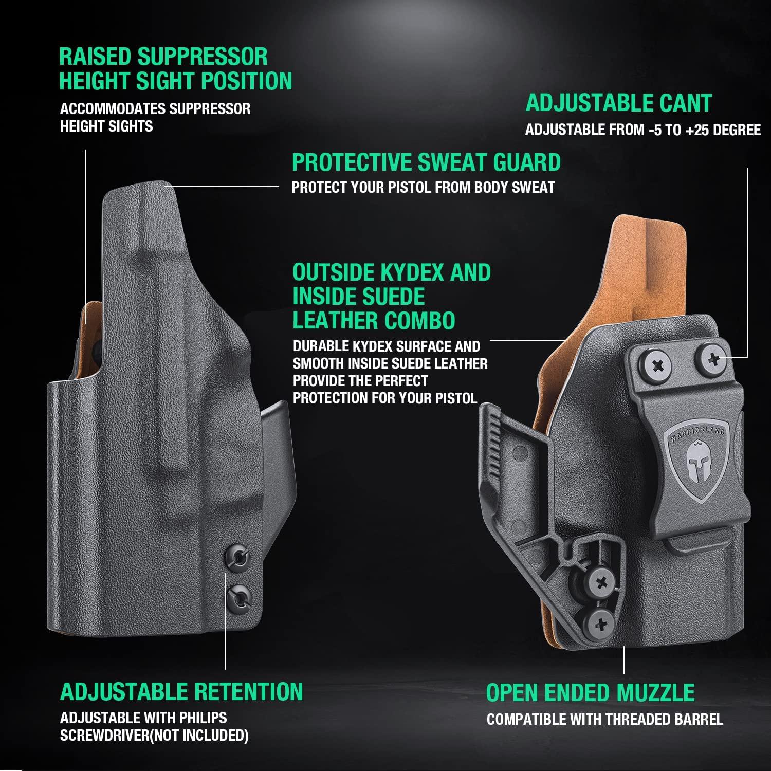 Springfield Armory Hellcat /OSP/RDP Hybrid Kydex Leather Lined IWB Holsters with red dot optics cut & claw for big guys WARRIORLAND