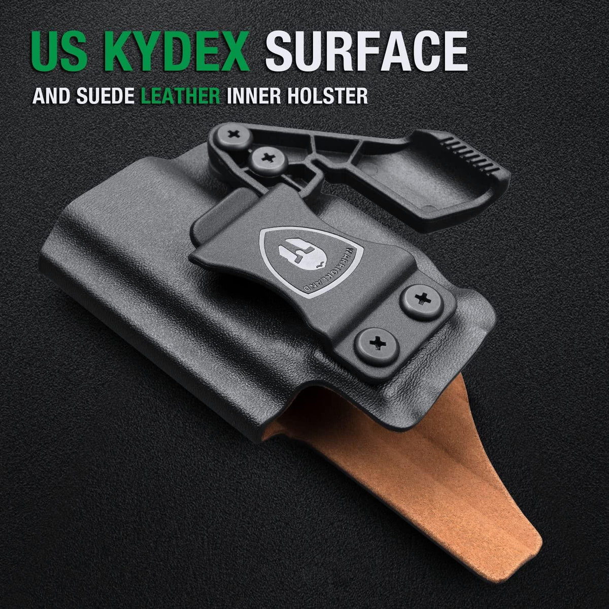 Glock 43 /43x Soft Lined Kydex Leather Inside Hybrid IWB with red dot sight optic cut and claw for fat guys WARRIORLAND