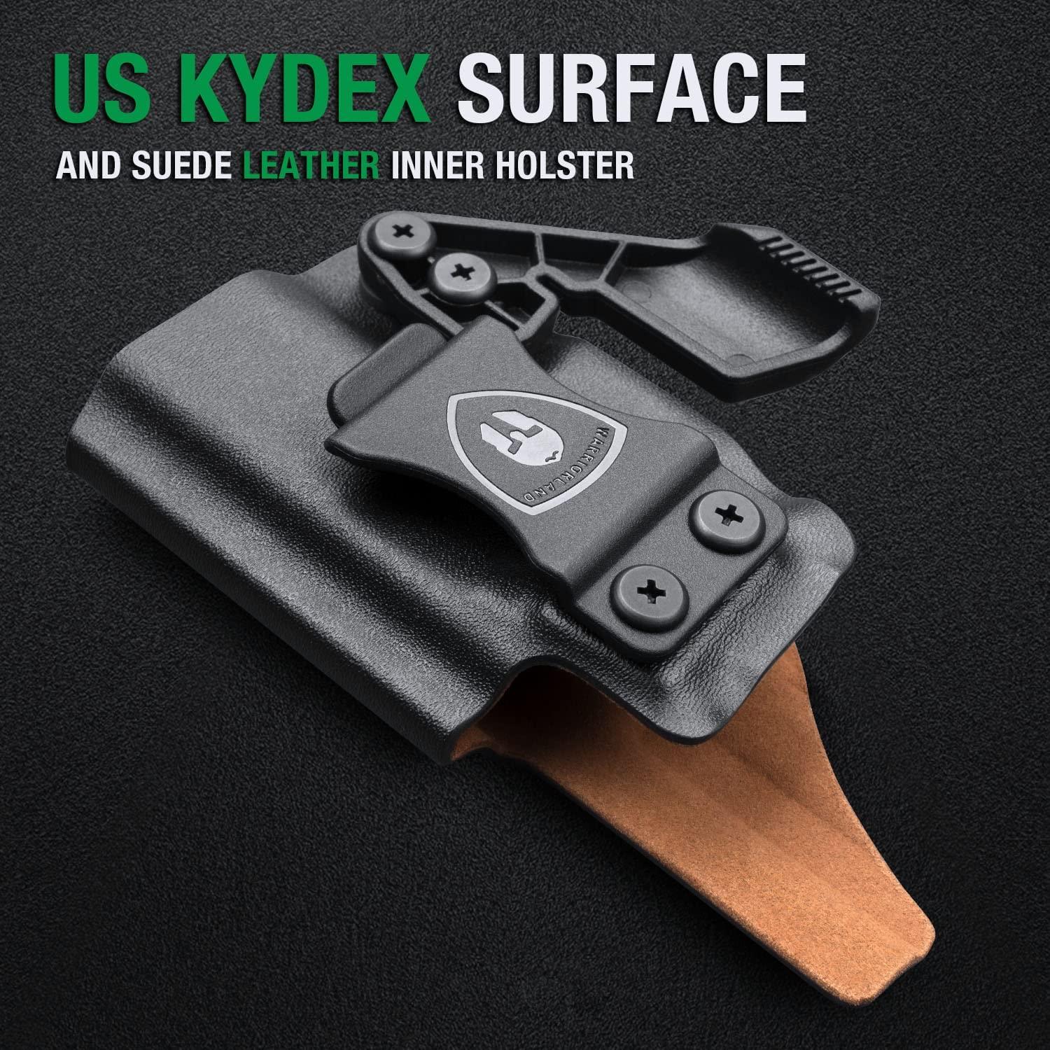 Glock 43 /43x Soft Lined Kydex Leather Inside Hybrid IWB with red dot sight optic cut and claw for fat guys WARRIORLAND