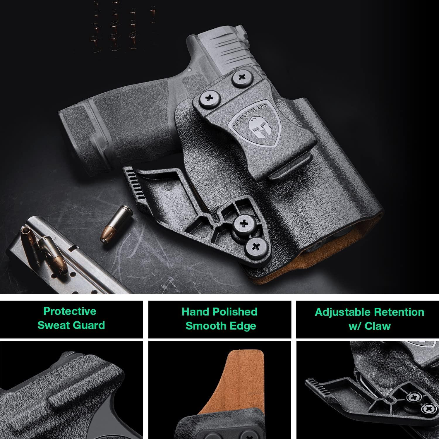 Springfield Armory Hellcat /OSP/RDP Hybrid Kydex Leather Lined IWB Holsters with red dot optics cut & claw for big guys WARRIORLAND