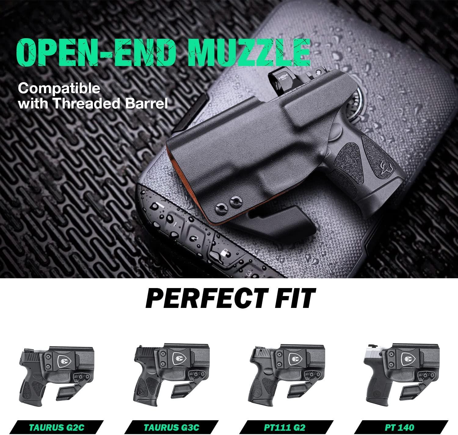 Kydex Leather Lined IWB Hybrid Holster w/ optics cut & claw wing for Taurus G2C/G3C Millennium PT111 G2 /PT140 / BB Big fat guys holster WARRIORLAND