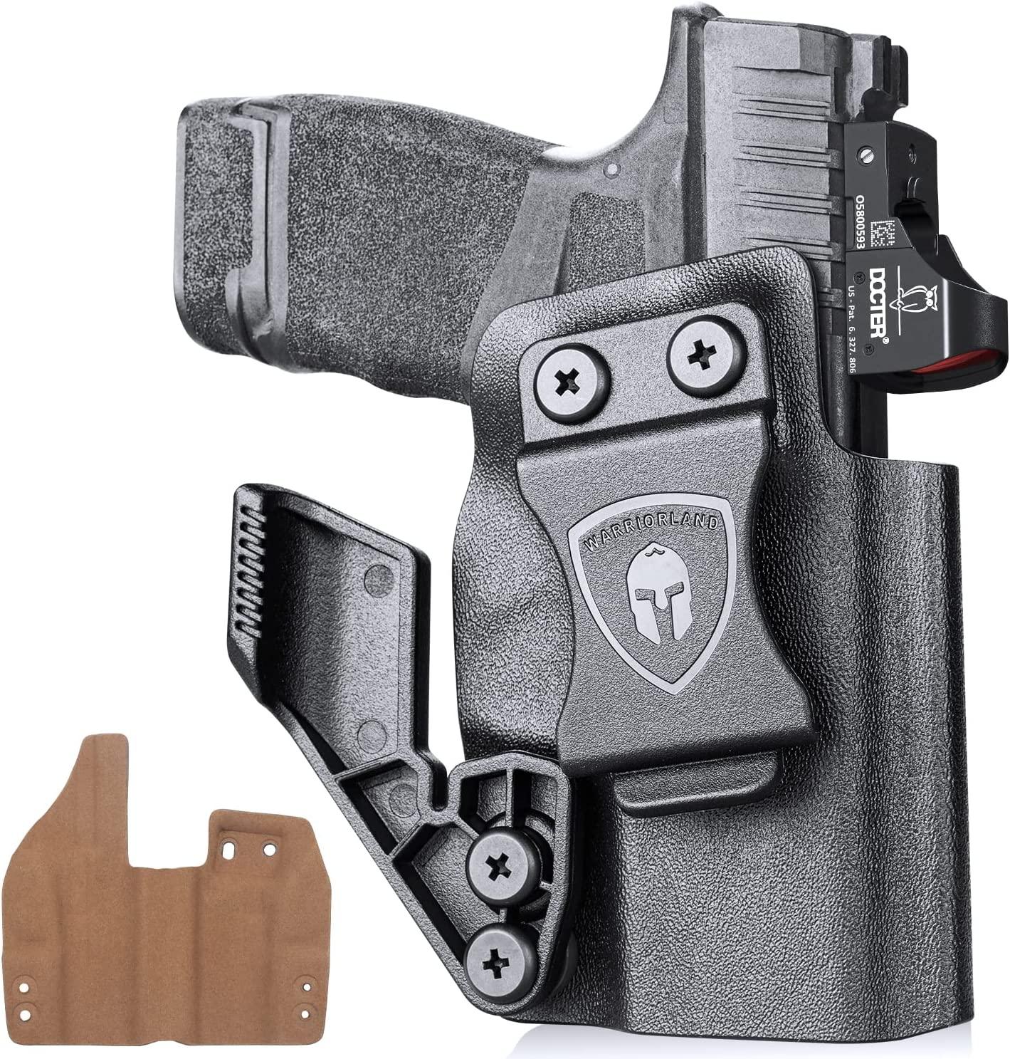 Springfield Armory Hellcat /OSP/RDP Hybrid Kydex Leather Lined IWB Holsters with red dot optics cut & claw for big guys WARRIORLAND