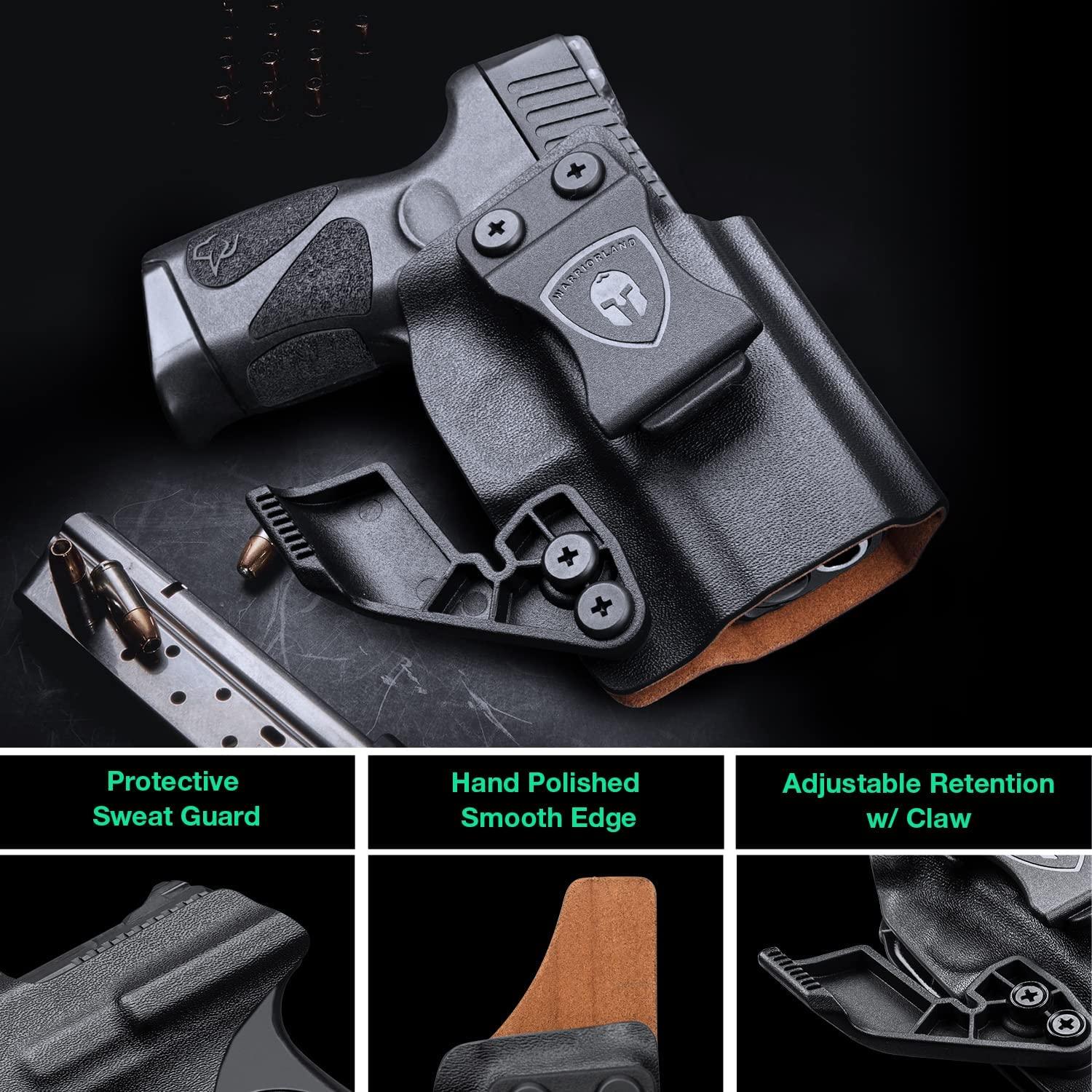 Kydex Leather Lined IWB Hybrid Holster w/ optics cut & claw wing for Taurus G2C Taurus G2S Taurus G3C Taurus G3C TORO Taurus G3 Taurus PT111 Millennium G2 Taurus PT140 Millennium G2 Taurus TX 22 COMPACT BB Big fat guys holster WARRIORLAND
