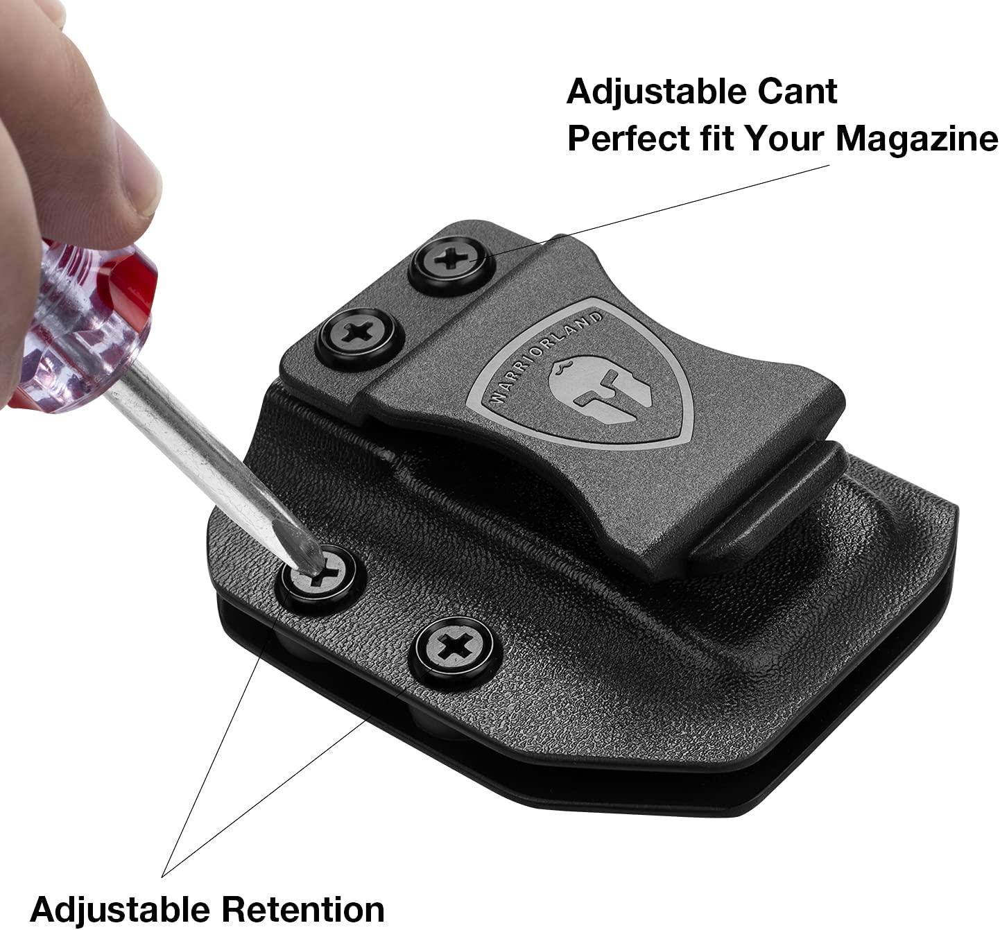 Universal 9mm/.40 Double Stack Mag Carrier IWB/OWB Magazine Holster Option 1: Glock 17 19 26 45(Gen 3-5)/HK VP9, Option 2: Taurus G2C/G3C/Sig Sauer P365/P320/Hellcat/CZ P10C/Walther PPQ M1 WARRIORLAND