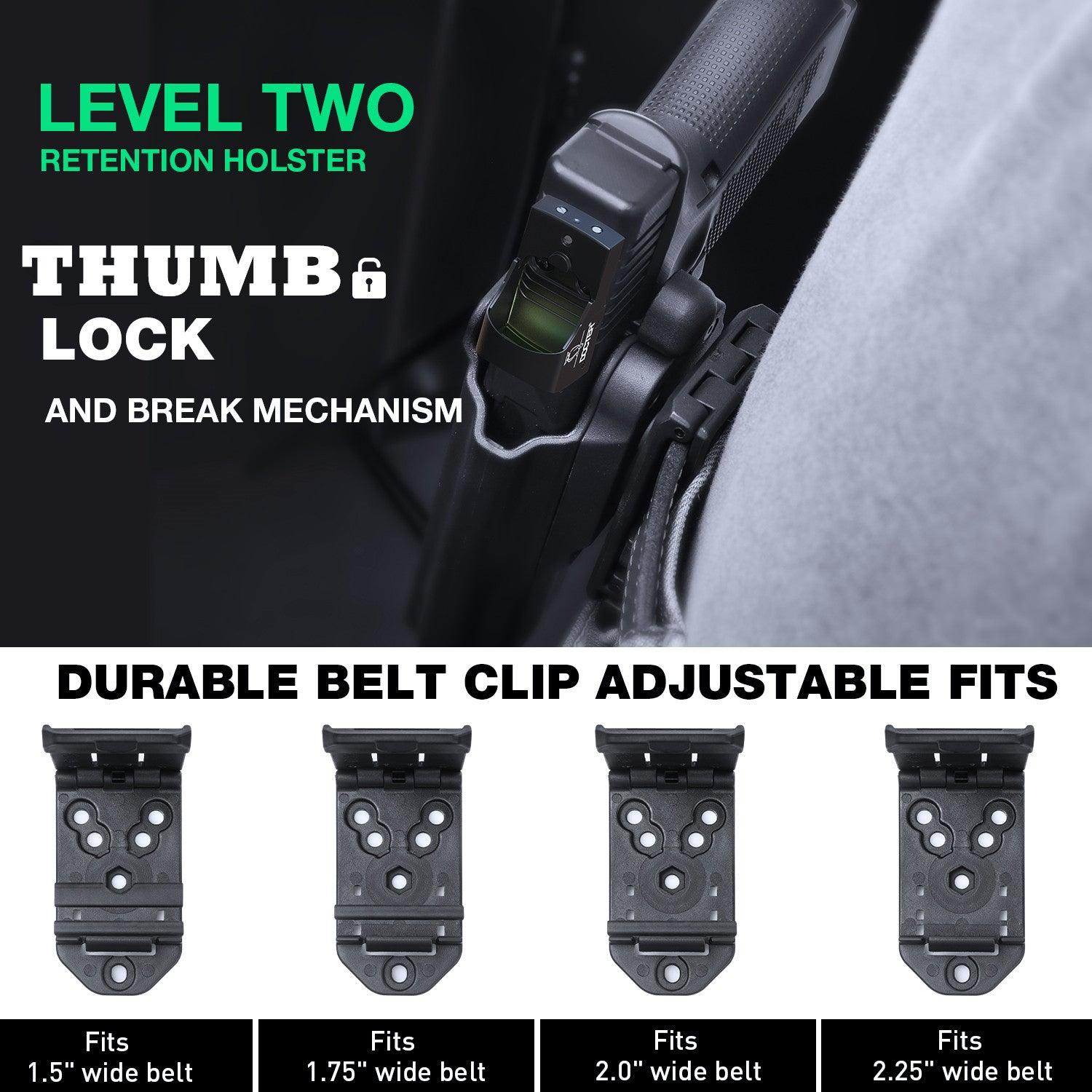 Taurus G2C Taurus G3C Taurus G3C TORO Taurus PT111 Millennium G2 Taurus PT140 Millennium G2 Polymer Level II Retention Thumb Release OWB Holster with Optic Cut- Incompatible with any Laser/Light WARRIORLAND