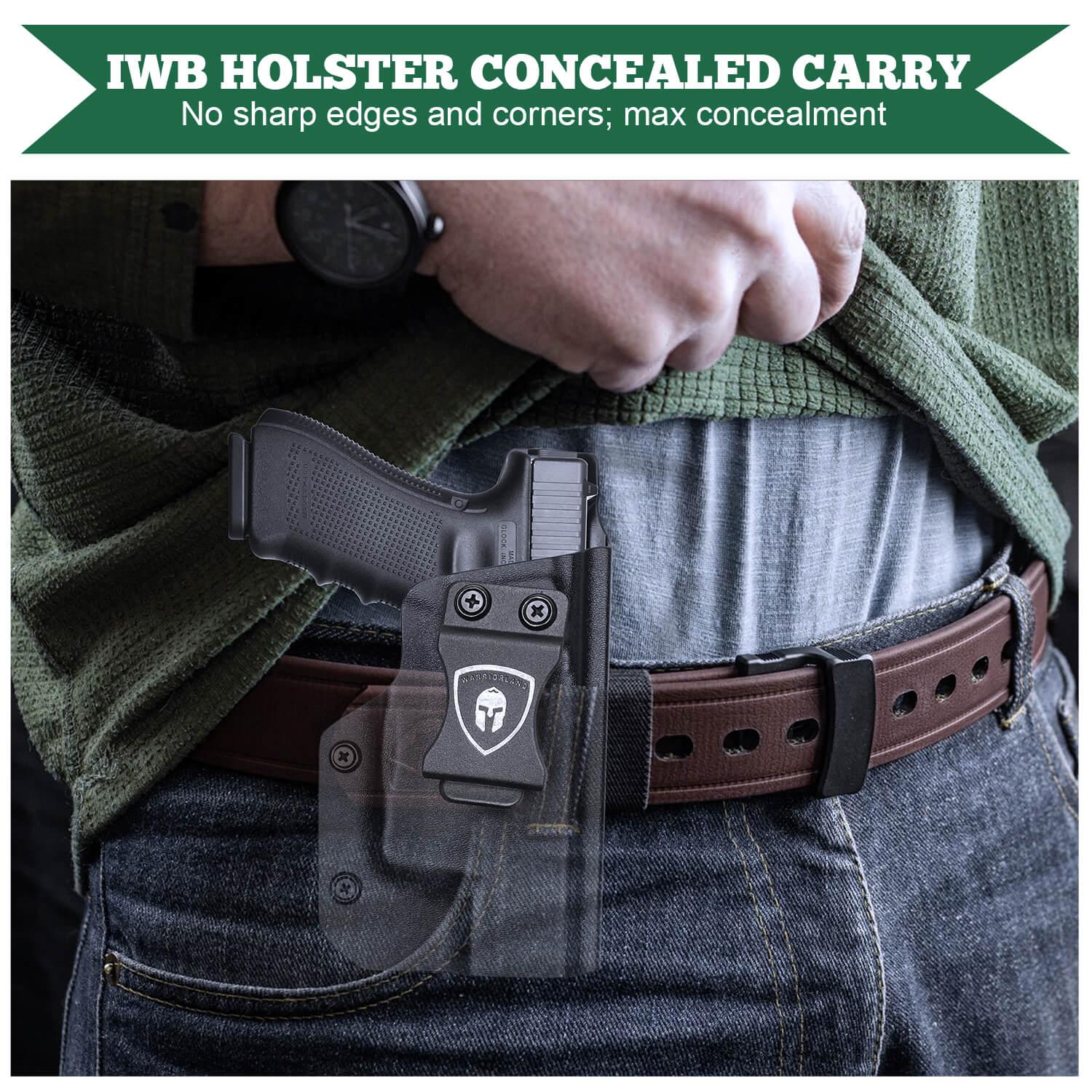 WARRIORLAND IWB Kydex Holster Compatible with Glock 17/19 Gen 3-5 & G23/32 Gen 3-4 & 19X/44/45 with TLR-6 /TLR-6 HL G, Inside Waistband Concealed Carry Holster, Adj. Cant & Retention WARRIORLAND