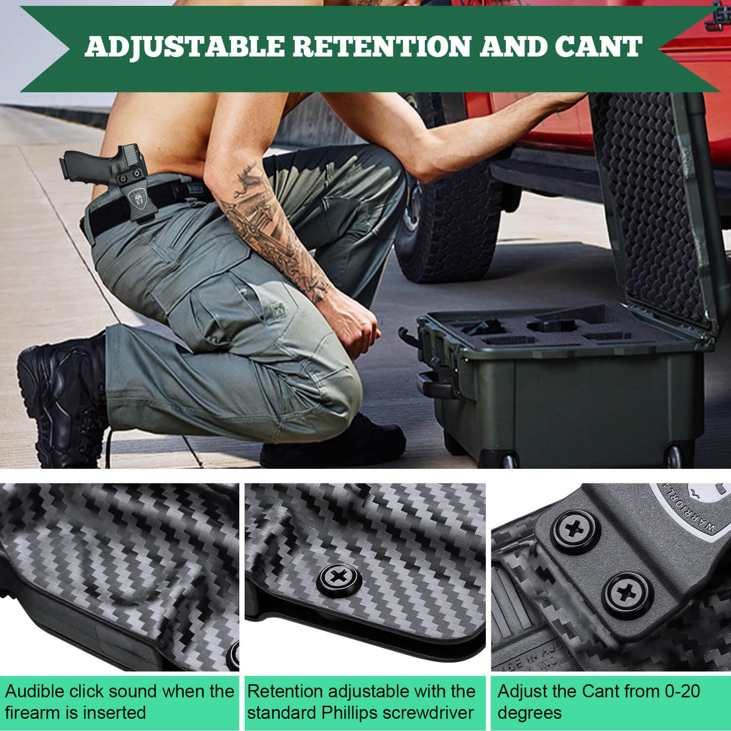 WARRIORLAND IWB Kydex Holster, Compatible with (No Railed/NO MOS Version) Glock 43 /43X / 48 with TLR-6 / TLR-6 HL/TLR-6 HL G Light, Adj. Cant & Retention, Right- / Left-Hand Option WARRIORLAND