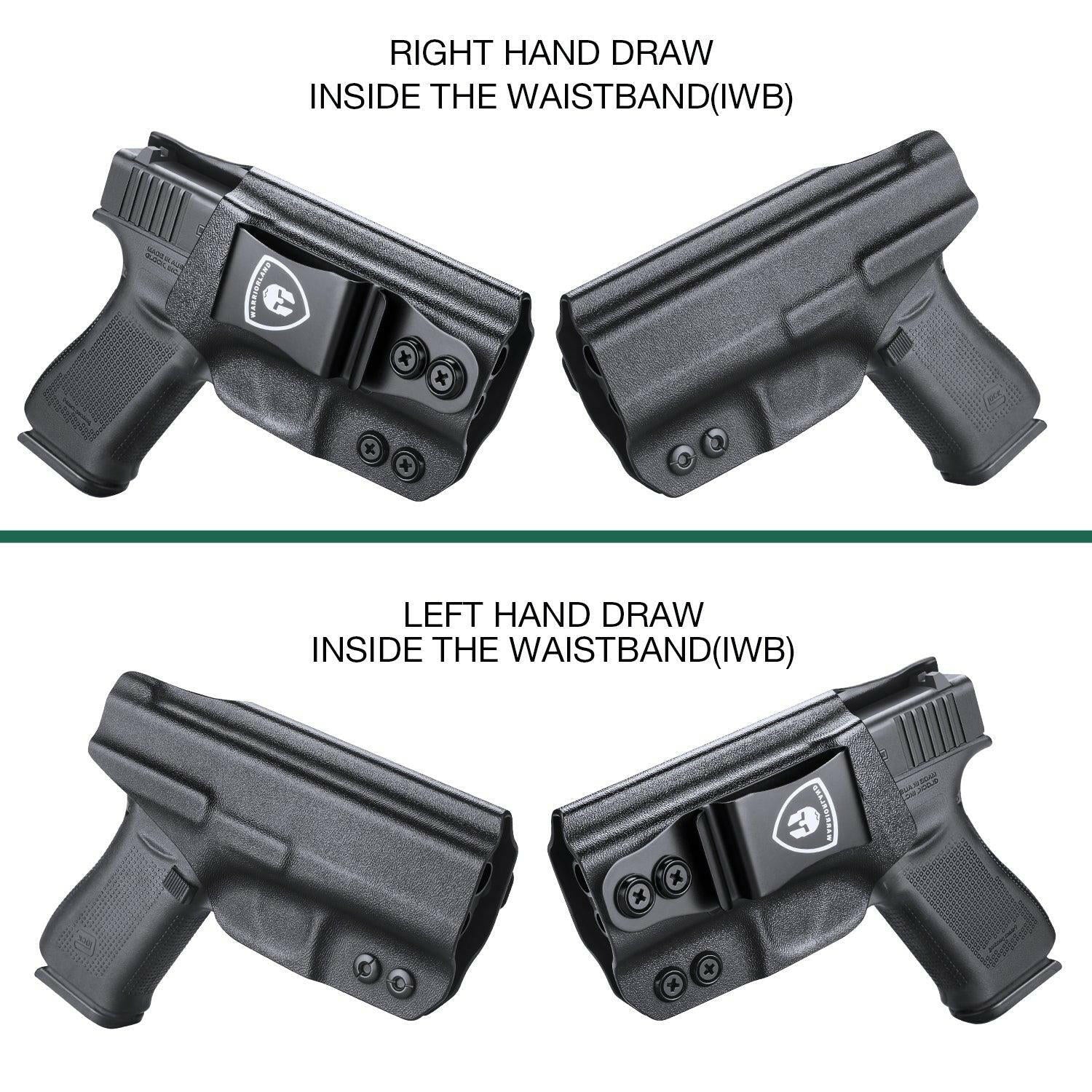 IWB Kydex Glock 43 43x Holster Adjustable Ride Height Metal Belt Clip | WARRIORLAND WARRIORLAND