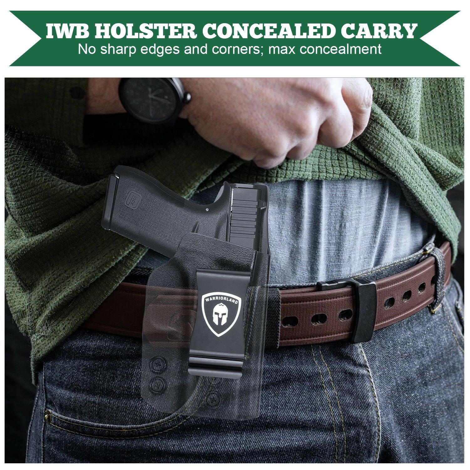 IWB Kydex Glock 43 43x Holster Adjustable Ride Height Metal Belt Clip | WARRIORLAND WARRIORLAND