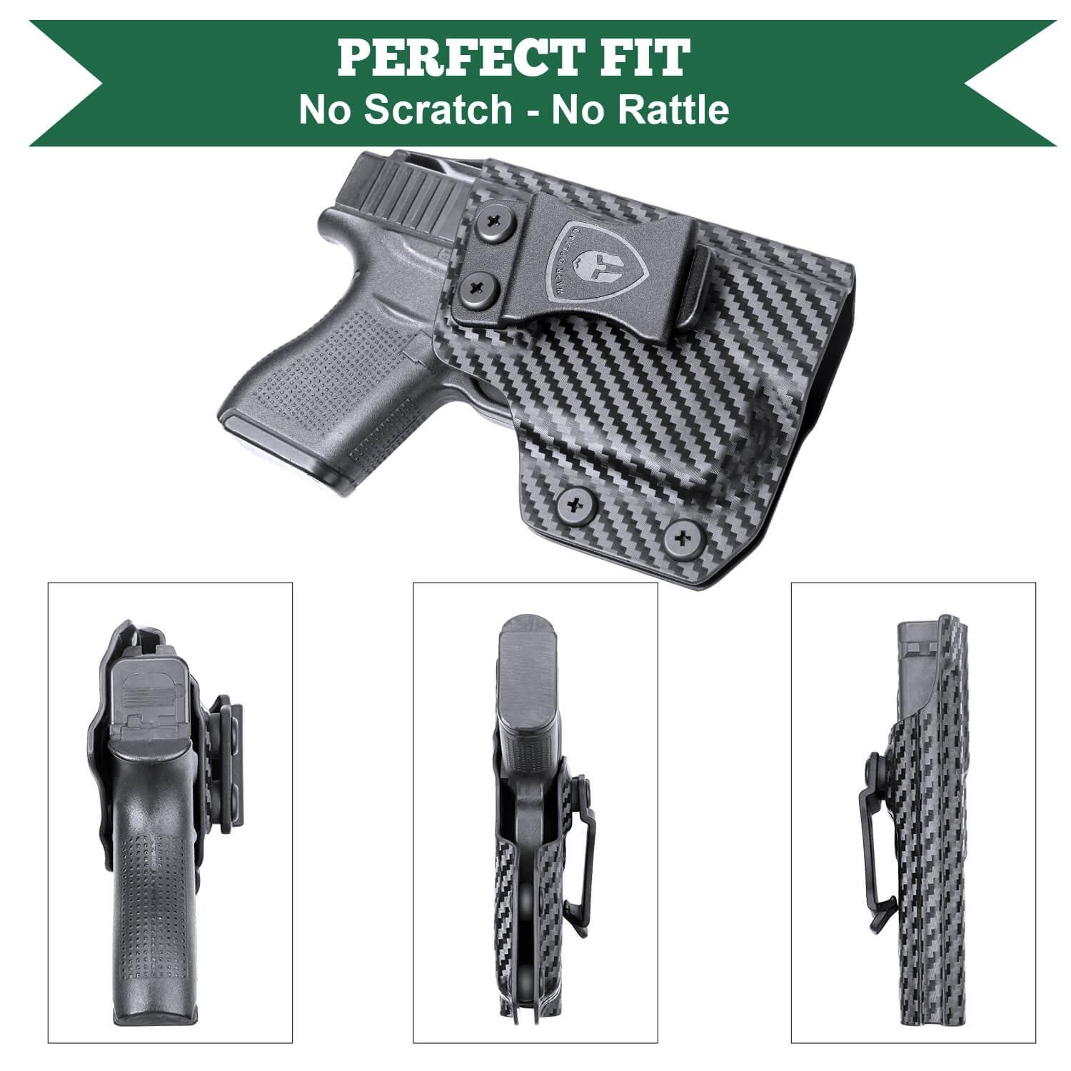 WARRIORLAND IWB Kydex Holster, Compatible with (No Railed/NO MOS Version) Glock 43 /43X / 48 with TLR-6 / TLR-6 HL/TLR-6 HL G Light, Adj. Cant & Retention, Right- / Left-Hand Option WARRIORLAND