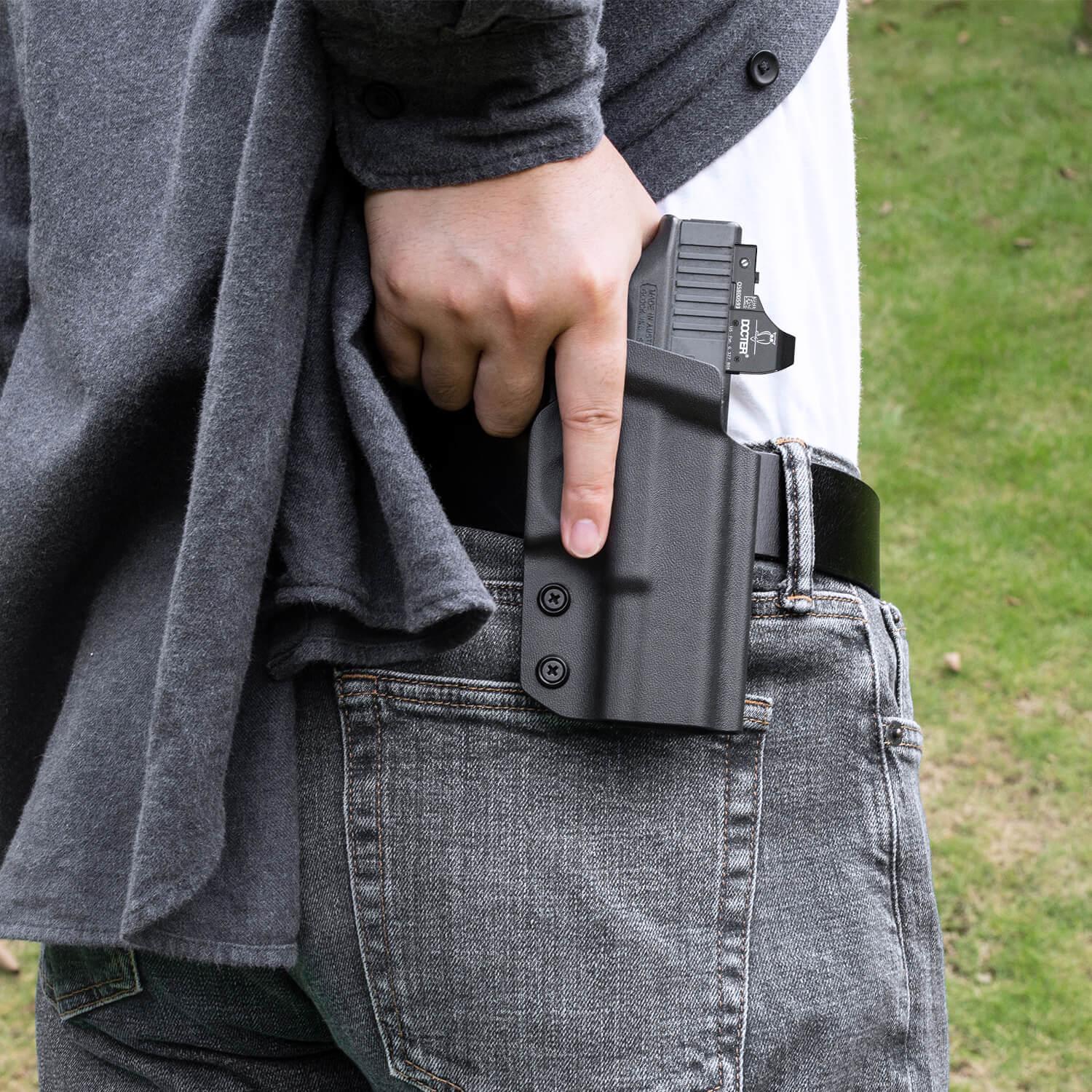 Kydex OWB Paddle Holster with red dot optics cut for Glock Glock G17/G19/34 Gen3-5 G17/G19/ Gen4 MOS G17/G19/G34 Gen5 MOS G19X G23 Gen3-4 G22 Gen3-4 G31 Gen3-4 G32 Gen3-4 G44 G45 G45 MOS version Right/Left Handed | WARRIORLAND WARRIORLAND