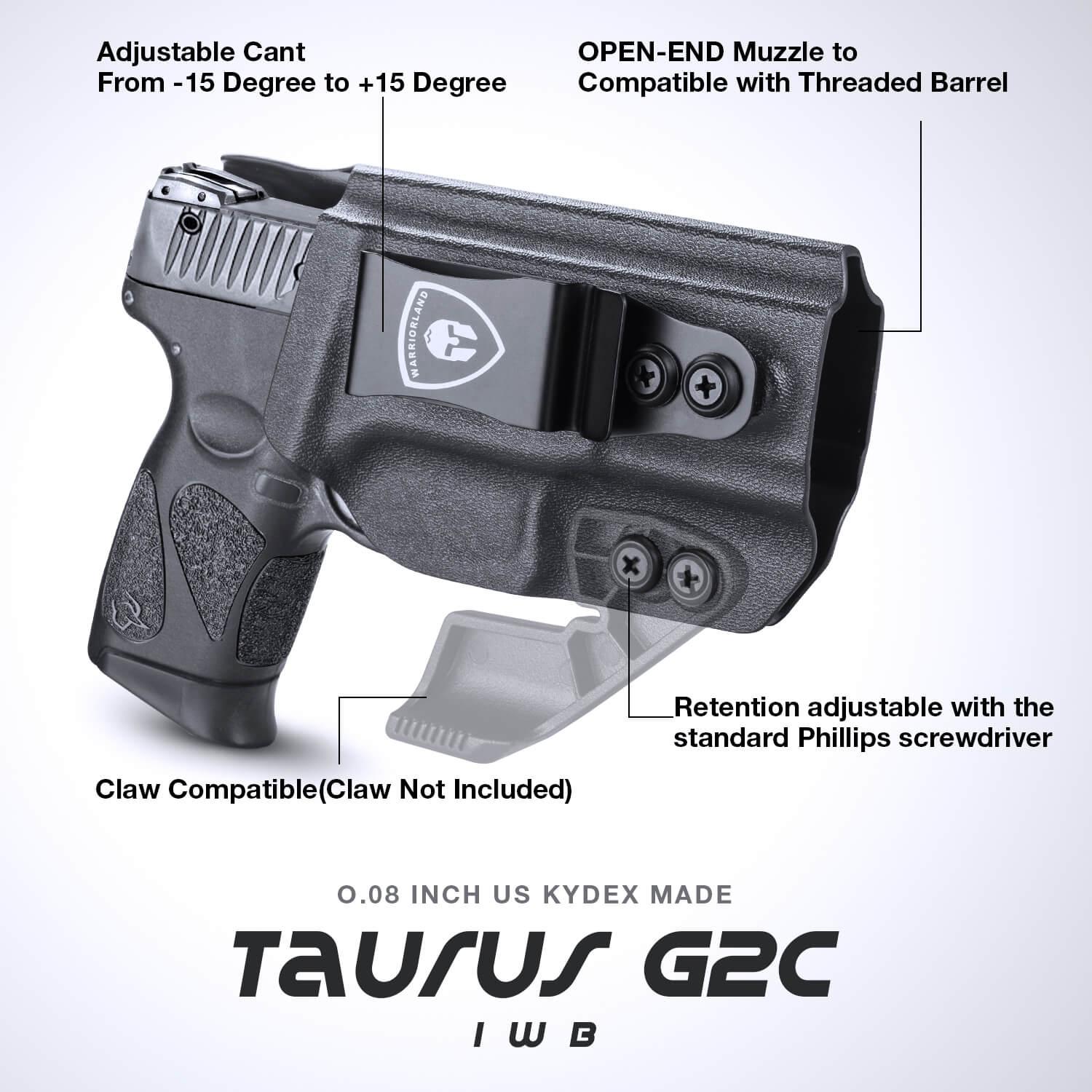 Holster for Taurus G2C Taurus G2S Taurus G3C Taurus G3 Taurus PT111 Millennium G2 Taurus PT140 Millennium G2 Taurus TX 22 COMPACT Adjustable Ride Height Metal Belt Clip | WARRIORLAND WARRIORLAND