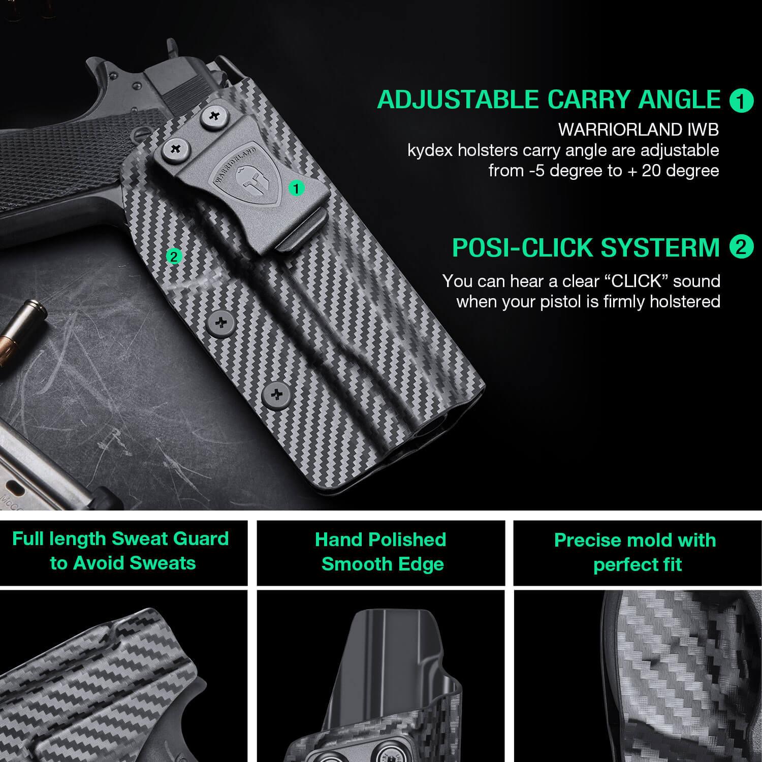 Carbon Fiber Kydex 1911 .45 ACP Pistol No Rail IWB Tactical Holster | Right Hand | WARRIORLAND WARRIORLAND