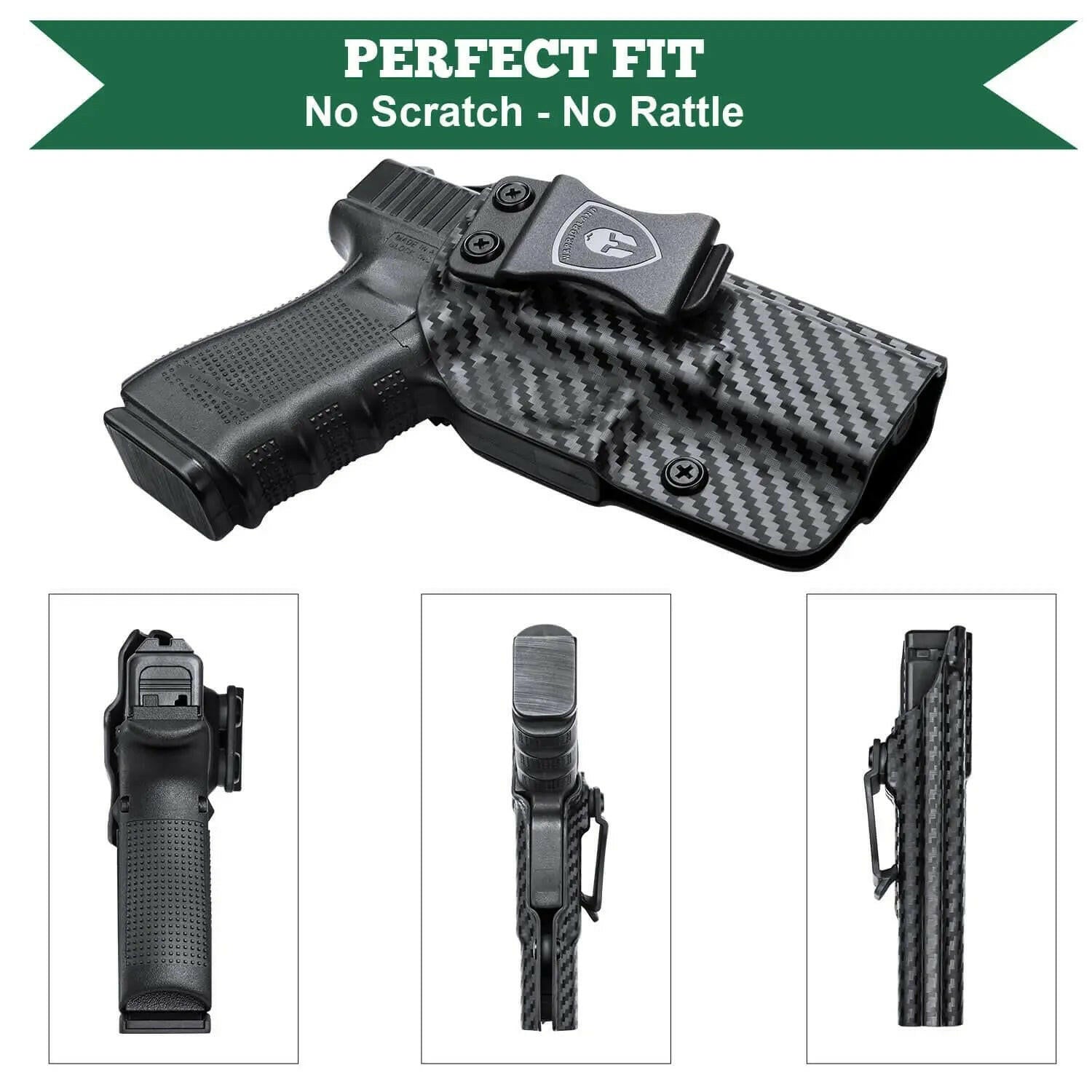 Glock 17/19/26 Gen3-5、Glock 17/19 Gen 4-5 MOS、Glock 34 Inside Waistband Holster Carbon Fiber Kydex  | WARRIORLAND WARRIORLAND
