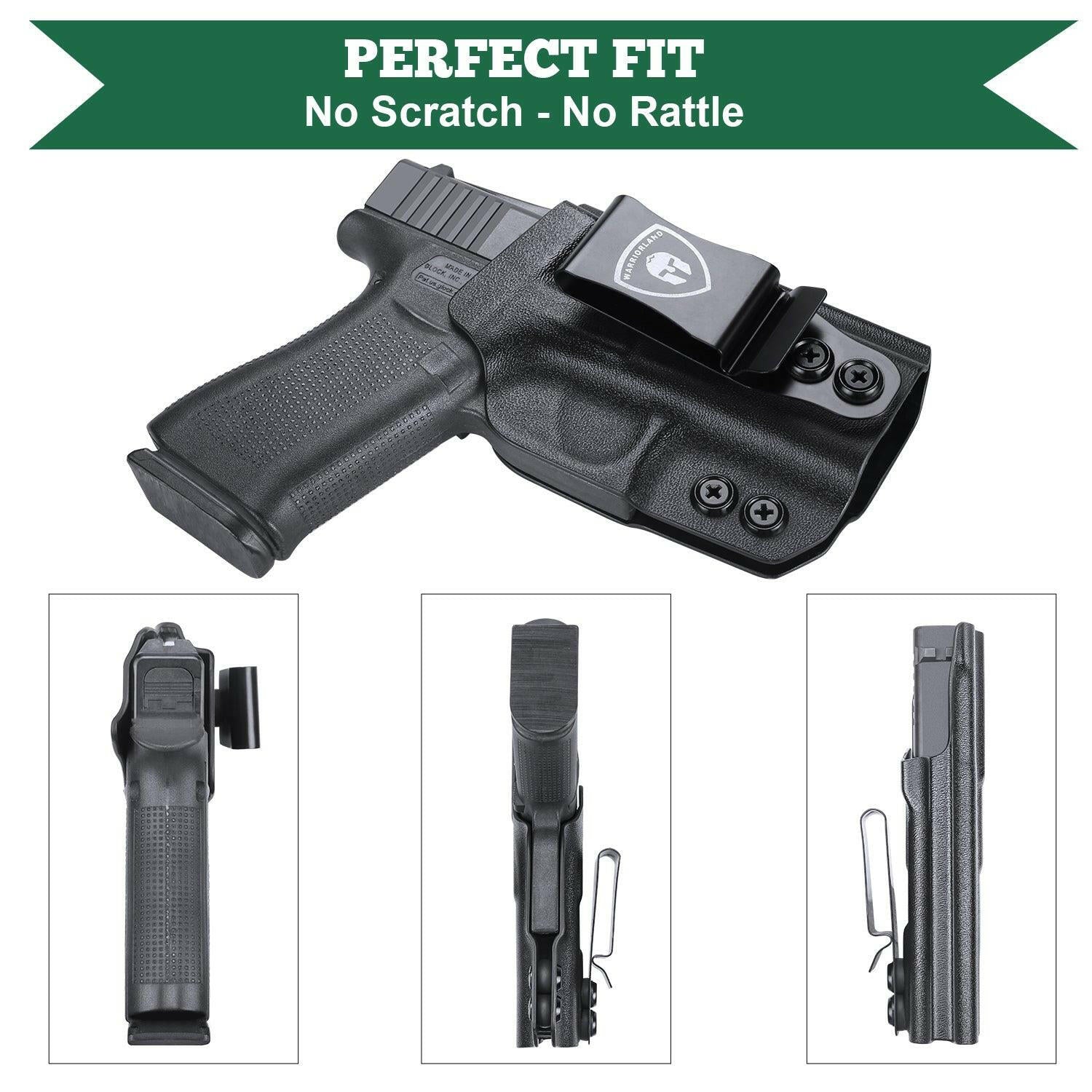 IWB Kydex Glock 43 43x Holster Adjustable Ride Height Metal Belt Clip | WARRIORLAND WARRIORLAND