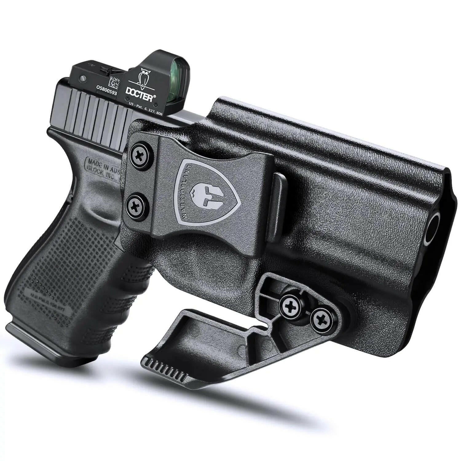 Glock 17/19/34 Gen3-5、Glock 17/19 Gen 4-5 MOS、G19X G23 Gen3-4 G22 Gen3-4 G31 Gen3-4 G32 Gen3-4 G34 Gen5 MOS G44 G45 G45 MOS holster with Claw Red Dot Optics Cut Trigger Guard Holsters for Fat Guys | WARRIORLAND WARRIORLAND