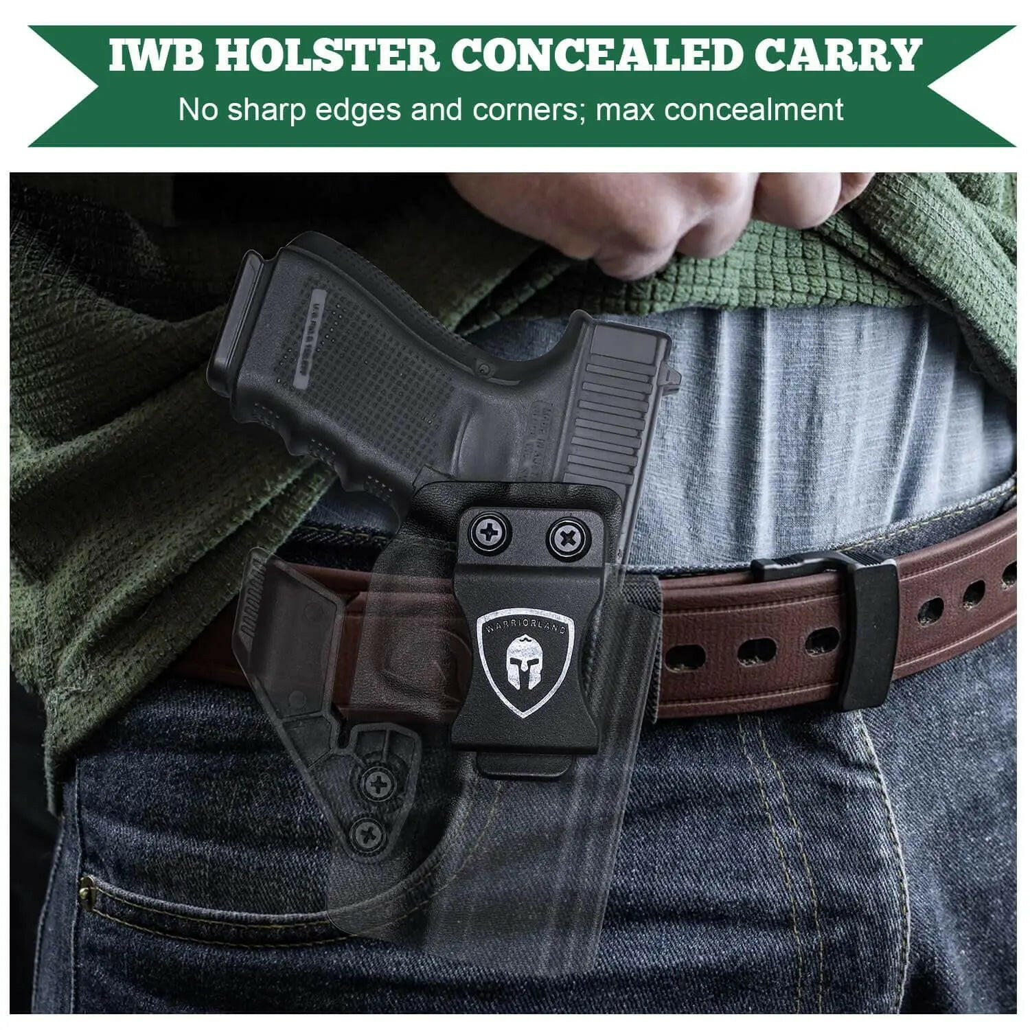 Glock 17/19/34 Gen3-5、Glock 17/19 Gen 4-5 MOS、G19X G23 Gen3-4 G22 Gen3-4 G31 Gen3-4 G32 Gen3-4 G34 Gen5 MOS G44 G45 G45 MOS holster with Claw Red Dot Optics Cut Trigger Guard Holsters for Fat Guys | WARRIORLAND WARRIORLAND
