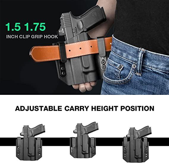 Kydex OWB Light Bearing Holster for Glock 17 19 23 32 Gen 4 5 19X 44 45 with Streamlight TLR 1 1S HL Light, Right Hand WARRIORLAND