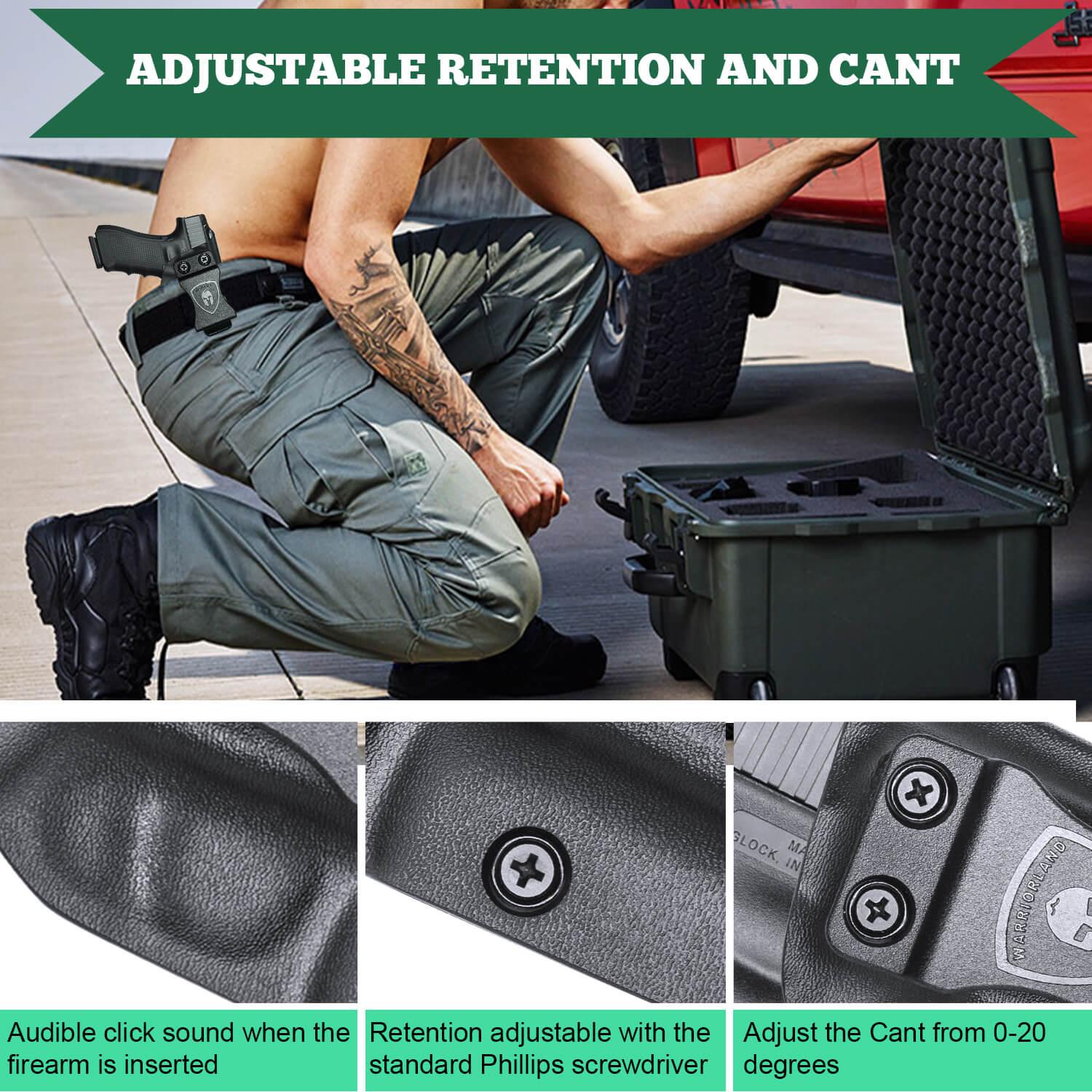 WARRIORLAND IWB Kydex Holster Compatible with Glock 17/19 Gen 3-5 & G23/32 Gen 3-4 & 19X/44/45 with TLR-6 /TLR-6 HL G, Inside Waistband Concealed Carry Holster, Adj. Cant & Retention WARRIORLAND