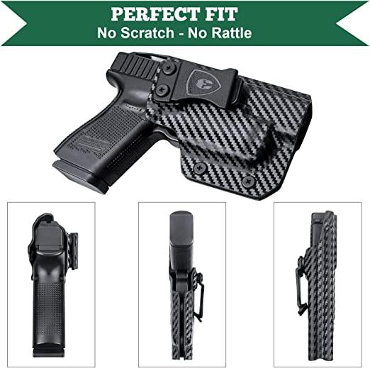 WARRIORLAND IWB Kydex Holster Compatible with Glock 17/19 Gen 3-5 & G23/32 Gen 3-4 & 19X/44/45 with TLR-6 /TLR-6 HL G, Inside Waistband Concealed Carry Holster, Adj. Cant & Retention WARRIORLAND