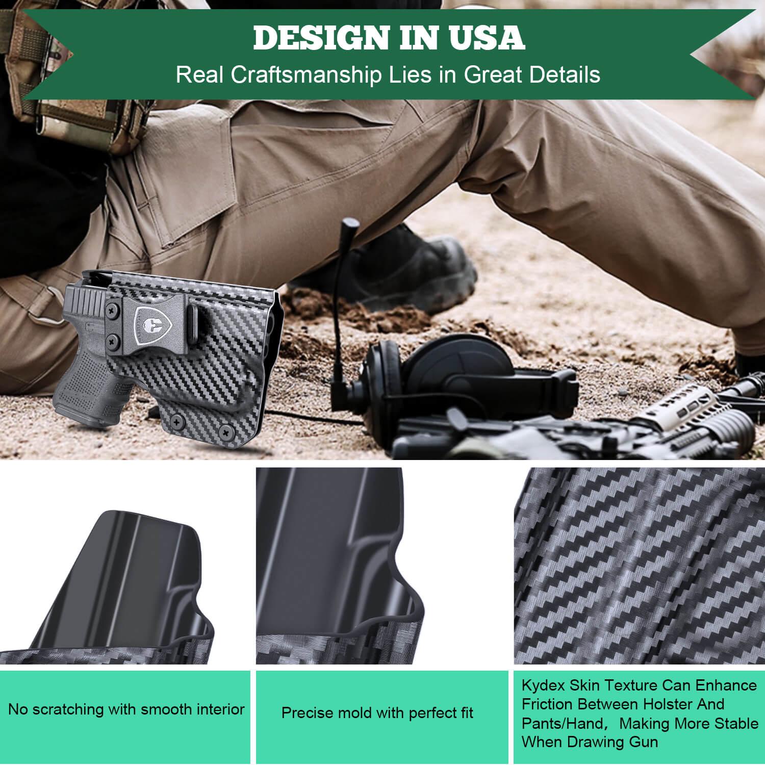 Carbon Fiber Kydex IWB Light Bearing Holster for Glock 26 27 28 33 Gen 4 with Streamlight TLR 6 Trigger Guard Holsters | WARRIORLAND WARRIORLAND