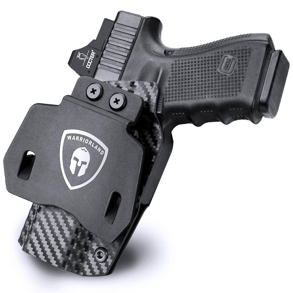 Glock 17 19 23 26 32 Gen 4 5 19X 44 45 OWB Paddle Carbon Fiber Kydex with Red Dot Sights Optics Cut Trigger Guard | WARRIORLAND WARRIORLAND