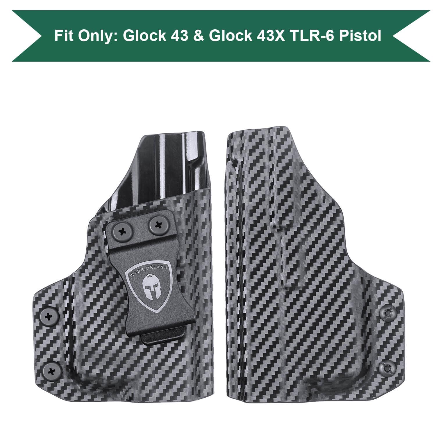 WARRIORLAND IWB Kydex Holster, Compatible with (No Railed/NO MOS Version) Glock 43 /43X / 48 with TLR-6 / TLR-6 HL/TLR-6 HL G Light, Adj. Cant & Retention, Right- / Left-Hand Option WARRIORLAND