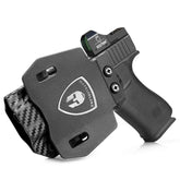 OWB Glock 43 43x Paddle Holster Carbon Fiber Kydex Appendix Open Carry Red Dot Optics Cut Fully Trigger Guard  | WARRIORLAND WARRIORLAND