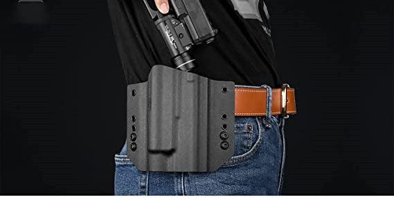 Kydex OWB Light Bearing Holster for Glock 17 19 23 32 Gen 4 5 19X 44 45 with Streamlight TLR 1 1S HL Light, Right Hand WARRIORLAND