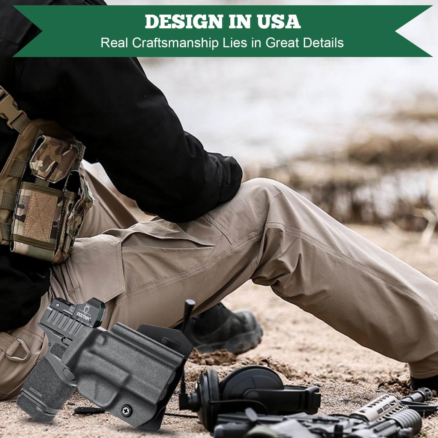 Kydex OWB Paddle Holster for Springfield Armory Hellcat Pro with red dot sights optics cut Trigger Guard Appendix Open Carry | WARRIORLAND WARRIORLAND