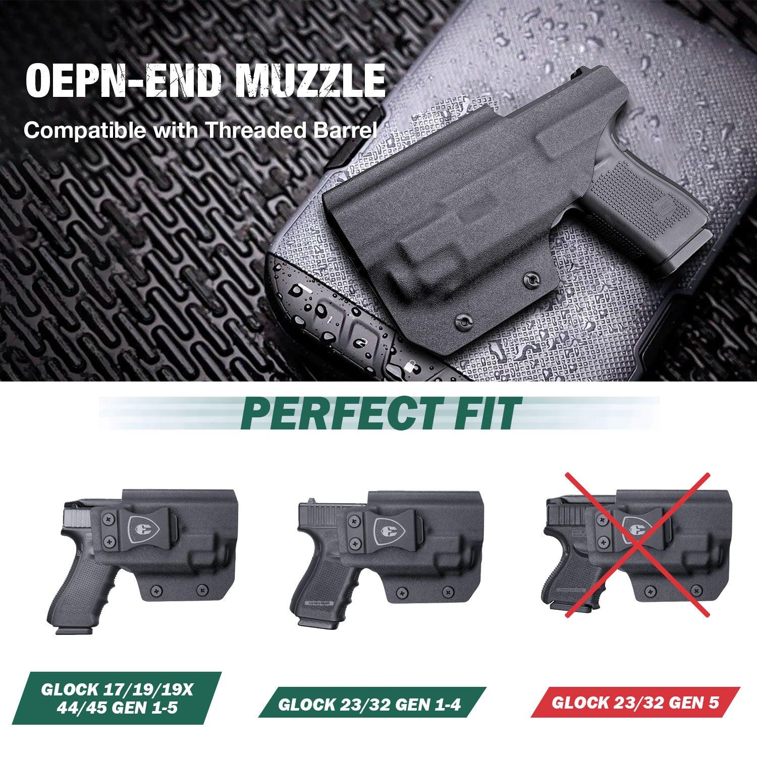 WARRIORLAND IWB Kydex Holster Optic Cut, Fits Glock 17/19 Gen 3-5 & 23/32 Gen 3-4 & 19X 44 45 with TLR-7/TLR-7A/TLR-7X, Inside Waistband Conceal Carry, Adj. Cant & Posi-Click Retention WARRIORLAND
