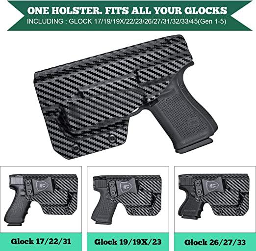 WARRIORLAND IWB Kydex Holster Compatible with Glock 17/19 Gen 3-5 & G23/32 Gen 3-4 & 19X/44/45 with TLR-6 /TLR-6 HL G, Inside Waistband Concealed Carry Holster, Adj. Cant & Retention WARRIORLAND