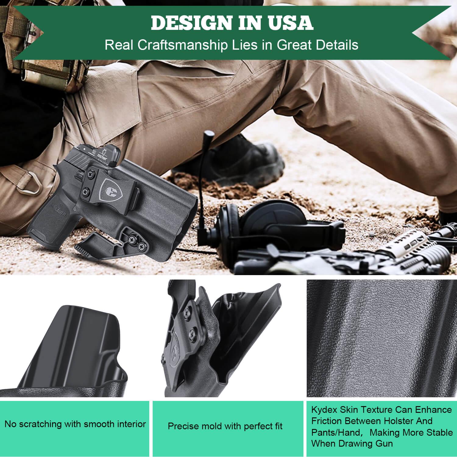 Sig Sauer P320 Full Size Compact P320X Carry Pistol Holster with Claw Red Dot Optics Cut Trigger Guard Holsters for Fat Guys | WARRIORLAND WARRIORLAND