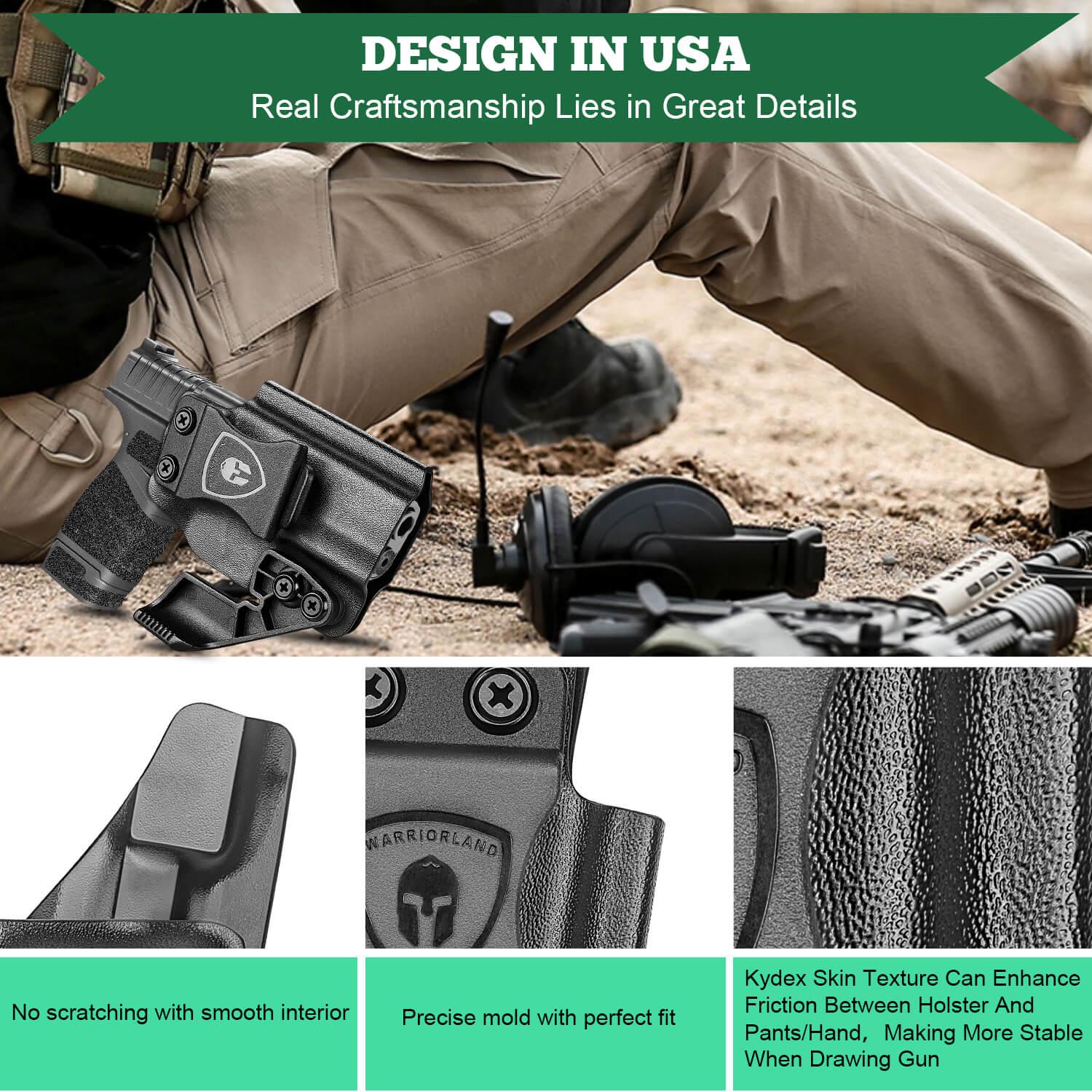 Kydex Holster IWB with Claw for Springfield Armory Hellcat/ Pro with Red Dot Optics Cut Trigger Guard Holsters for fat Guys | WARRIORLAND WARRIORLAND