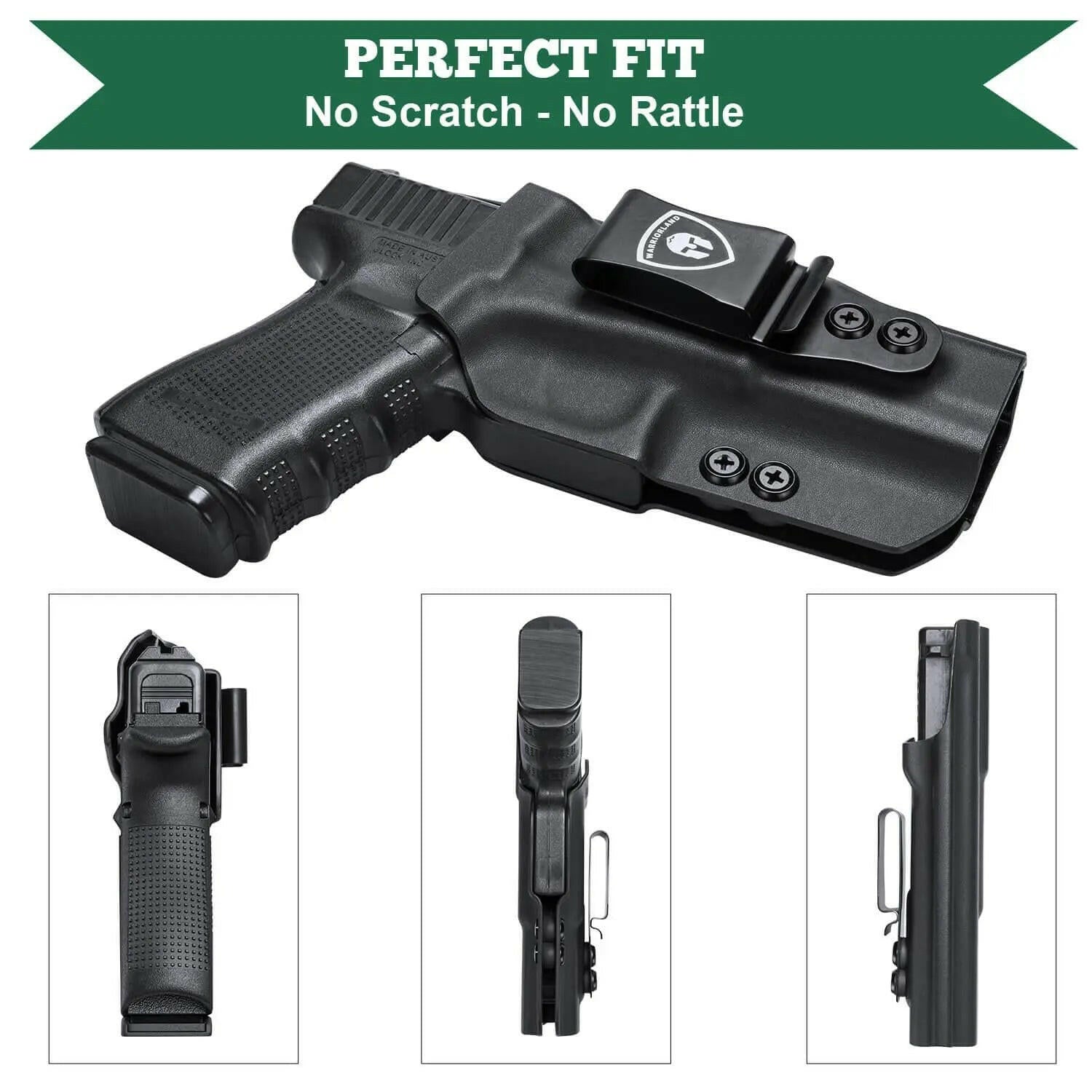 IWB Glock G17 Gen3-5 G19 Gen3-5 G19X G23 Gen3-4 G26 Gen3-5 G32 Gen3-4 G34 Gen3-5 G44 G45 Holster Adjustable Ride Height Metal Belt Clip | WARRIORLAND WARRIORLAND
