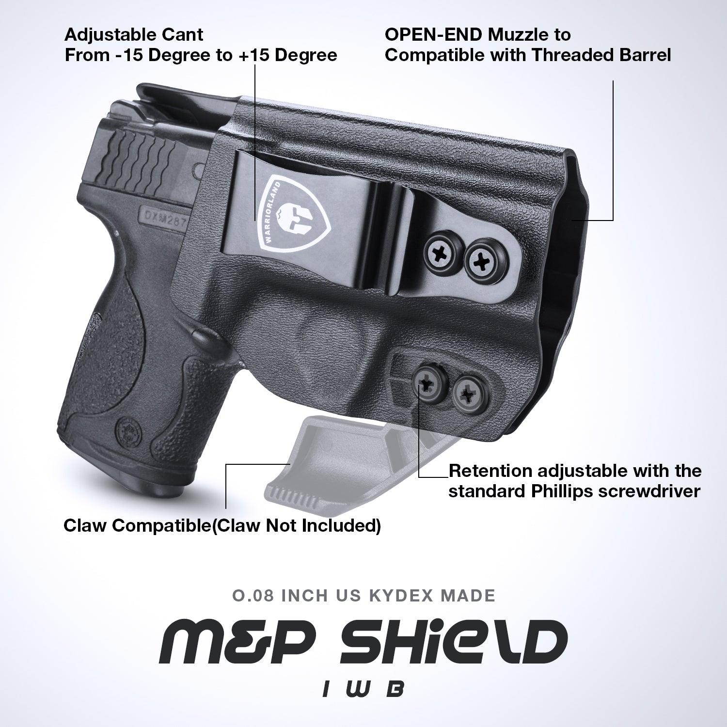 Kydex IWB Holster Smith & Wesson M&P Shield /Plus/ M2.0 9mm/.40 Pistol Adjustable Ride Height Metal Belt Clip | WARRIORLAND WARRIORLAND