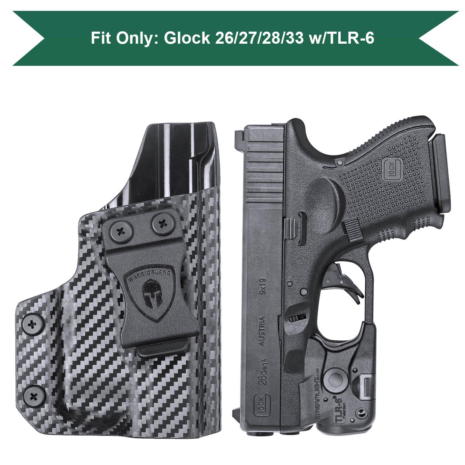Carbon Fiber Kydex IWB Light Bearing Holster for Glock 26 27 28 33 Gen 4 with Streamlight TLR 6 Trigger Guard Holsters | WARRIORLAND WARRIORLAND