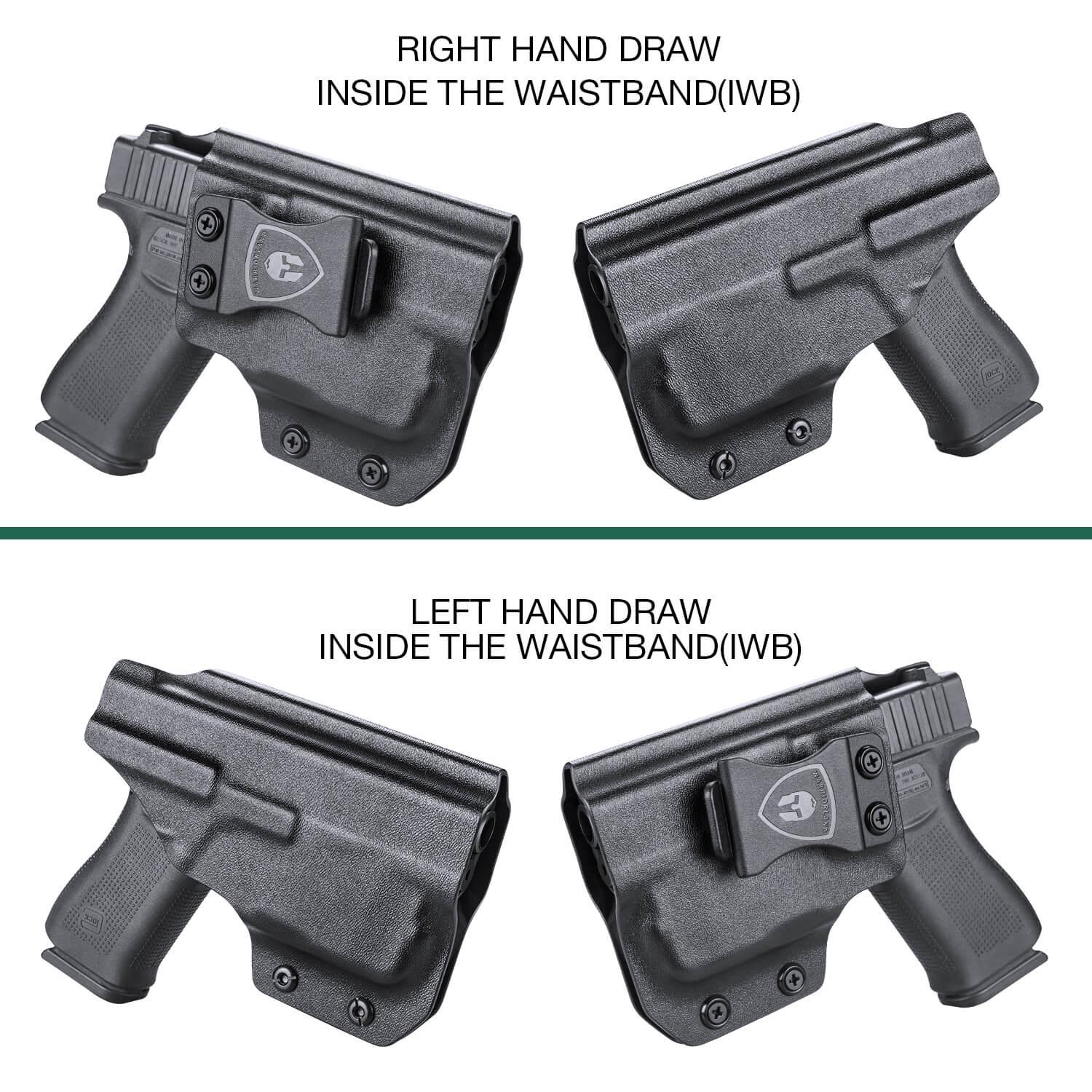 WARRIORLAND IWB Kydex Holster, Compatible with (No Railed/NO MOS Version) Glock 43 /43X / 48 with TLR-6 / TLR-6 HL/TLR-6 HL G Light, Adj. Cant & Retention, Right- / Left-Hand Option WARRIORLAND
