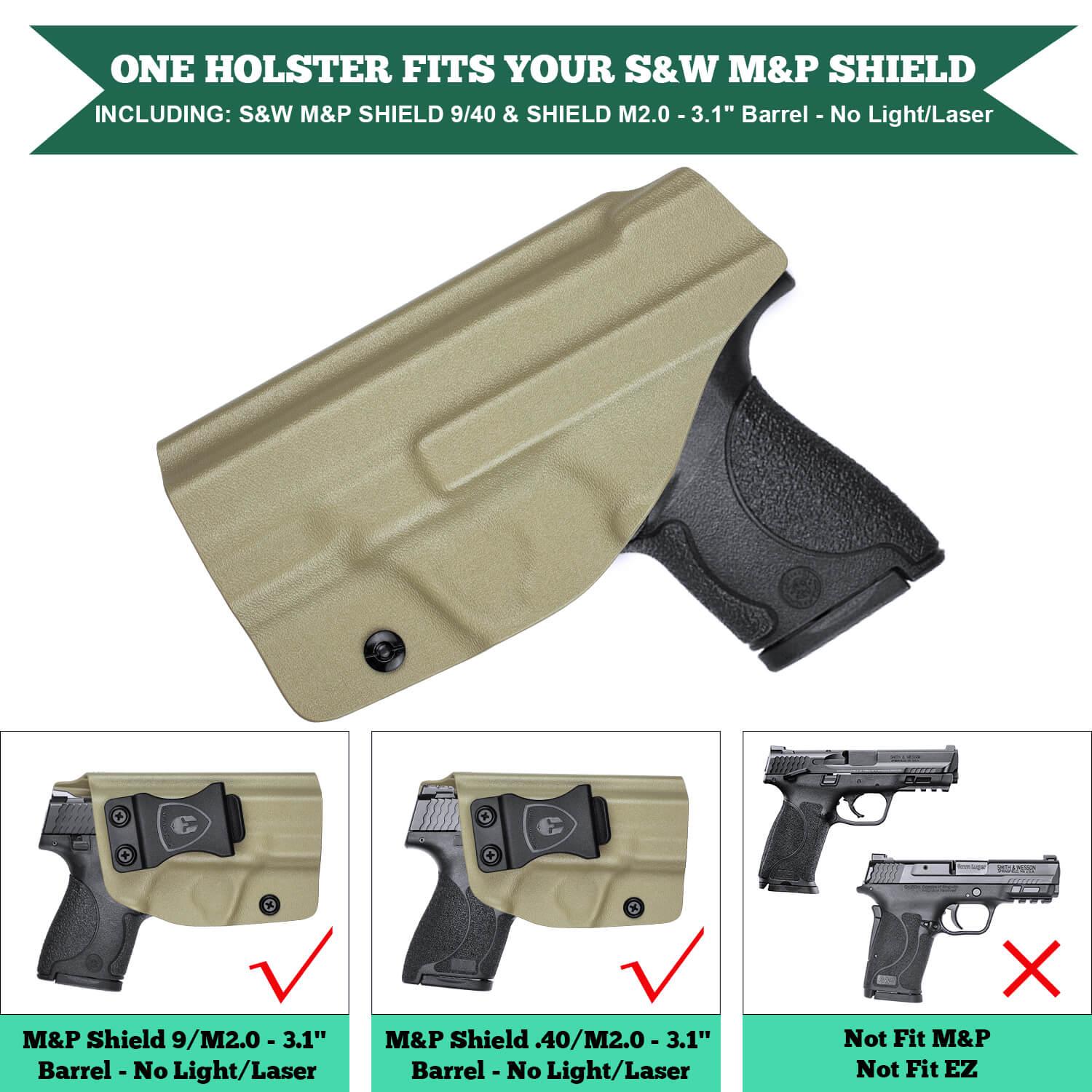 Tan Smith & Wesson Kydex IWB Holster M&P Shield Plus M2.0  M1.0  9mm/.40 Pistol Right/ Left Handed WARRIORLAND