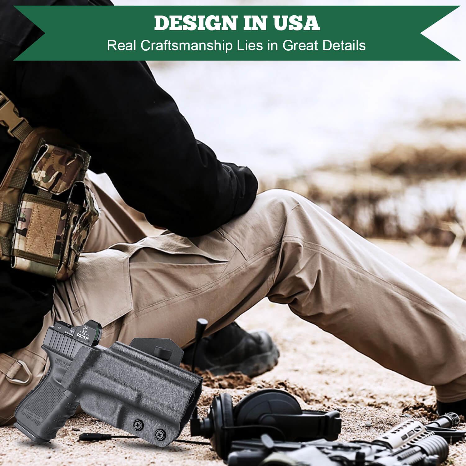 Kydex OWB Paddle Holster with red dot optics cut for Glock Glock G17/G19/34 Gen3-5 G17/G19/ Gen4 MOS G17/G19/G34 Gen5 MOS G19X G23 Gen3-4 G22 Gen3-4 G31 Gen3-4 G32 Gen3-4 G44 G45 G45 MOS version Right/Left Handed | WARRIORLAND WARRIORLAND