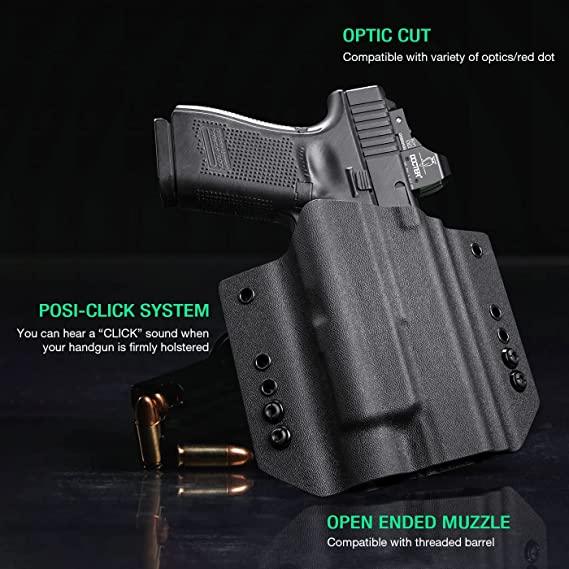 Kydex OWB Light Bearing Holster for Glock 17 19 23 32 Gen 4 5 19X 44 45 with Streamlight TLR 1 1S HL Light, Right Hand WARRIORLAND