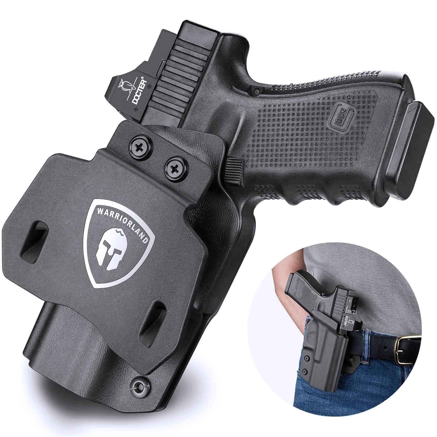 Kydex OWB Paddle Holster with red dot optics cut for Glock 17 19 23 26 32 Gen 4 5 19X 44 45 Right/Left Handed | WARRIORLAND WARRIORLAND