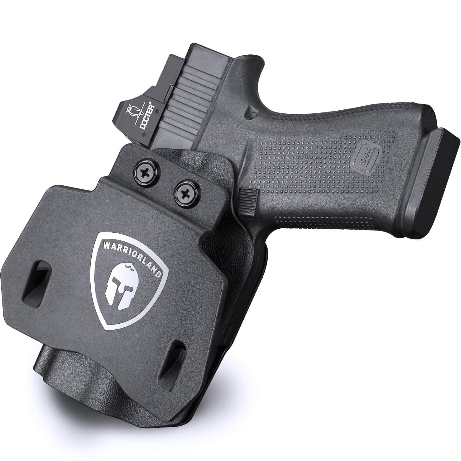 Kydex OWB Holster for Glock 43 43x with Paddle Appendix Open Carry Red Dot Optics Cut Trigger Guard Right/ Left | WARRIORLAND WARRIORLAND